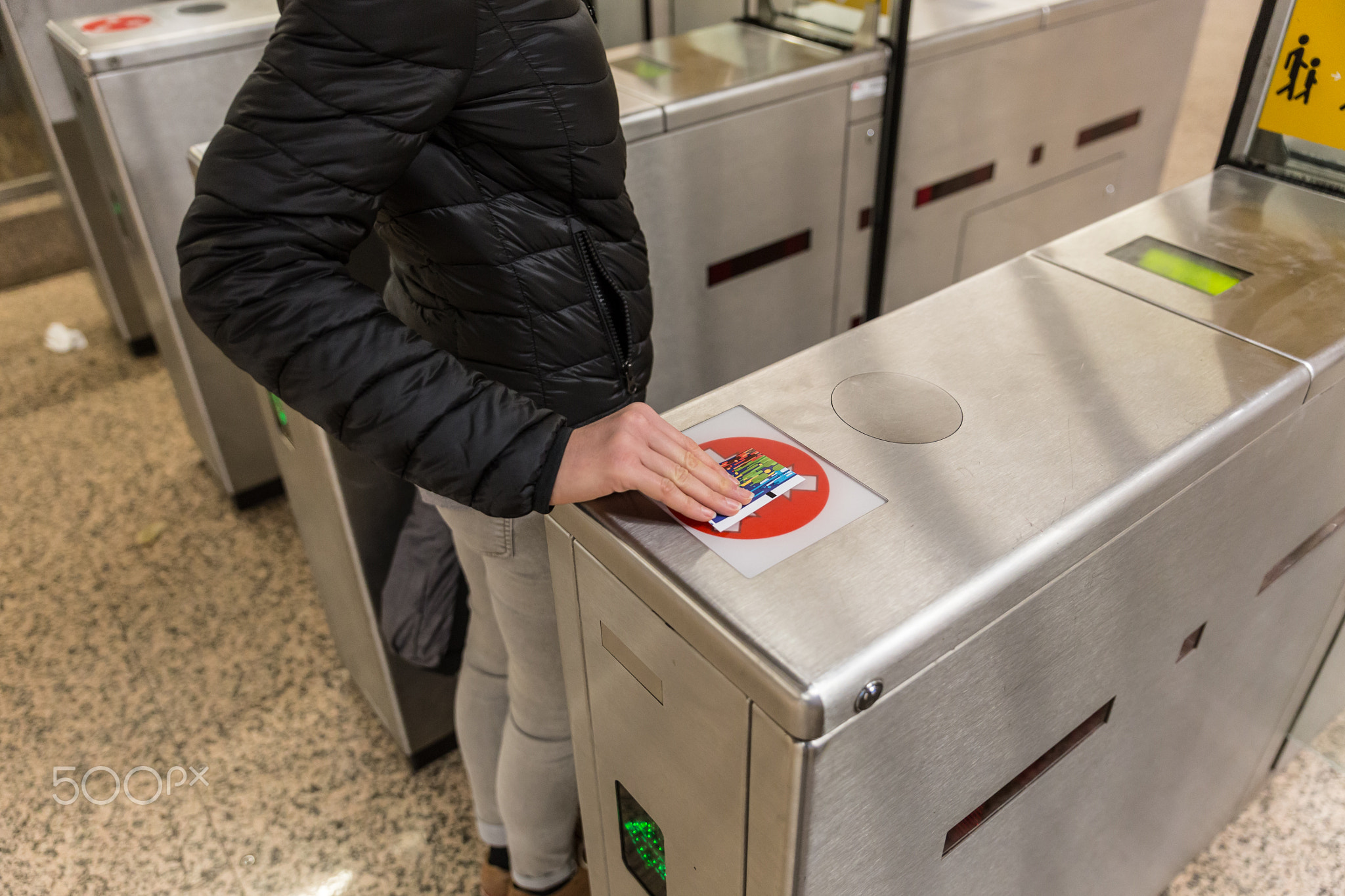 Entrance Gate Ticket Access Touch technology Subway Station.