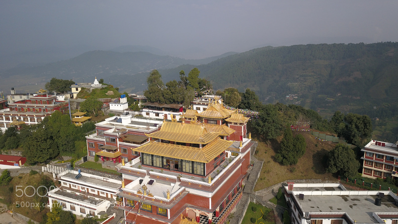 DJI FC220 sample photo. Tibetan monks near monastery photography