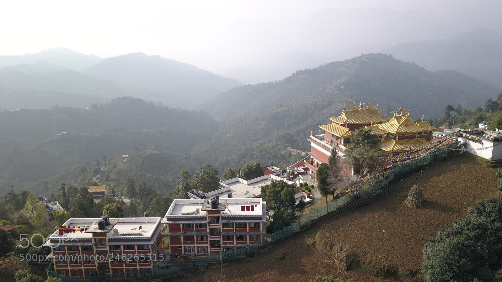 DJI FC220 sample photo. Tibetan monks near monastery photography