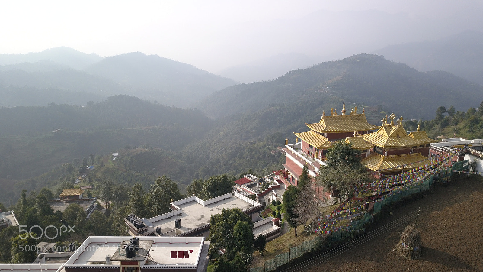 DJI FC220 sample photo. Tibetan monks near monastery photography