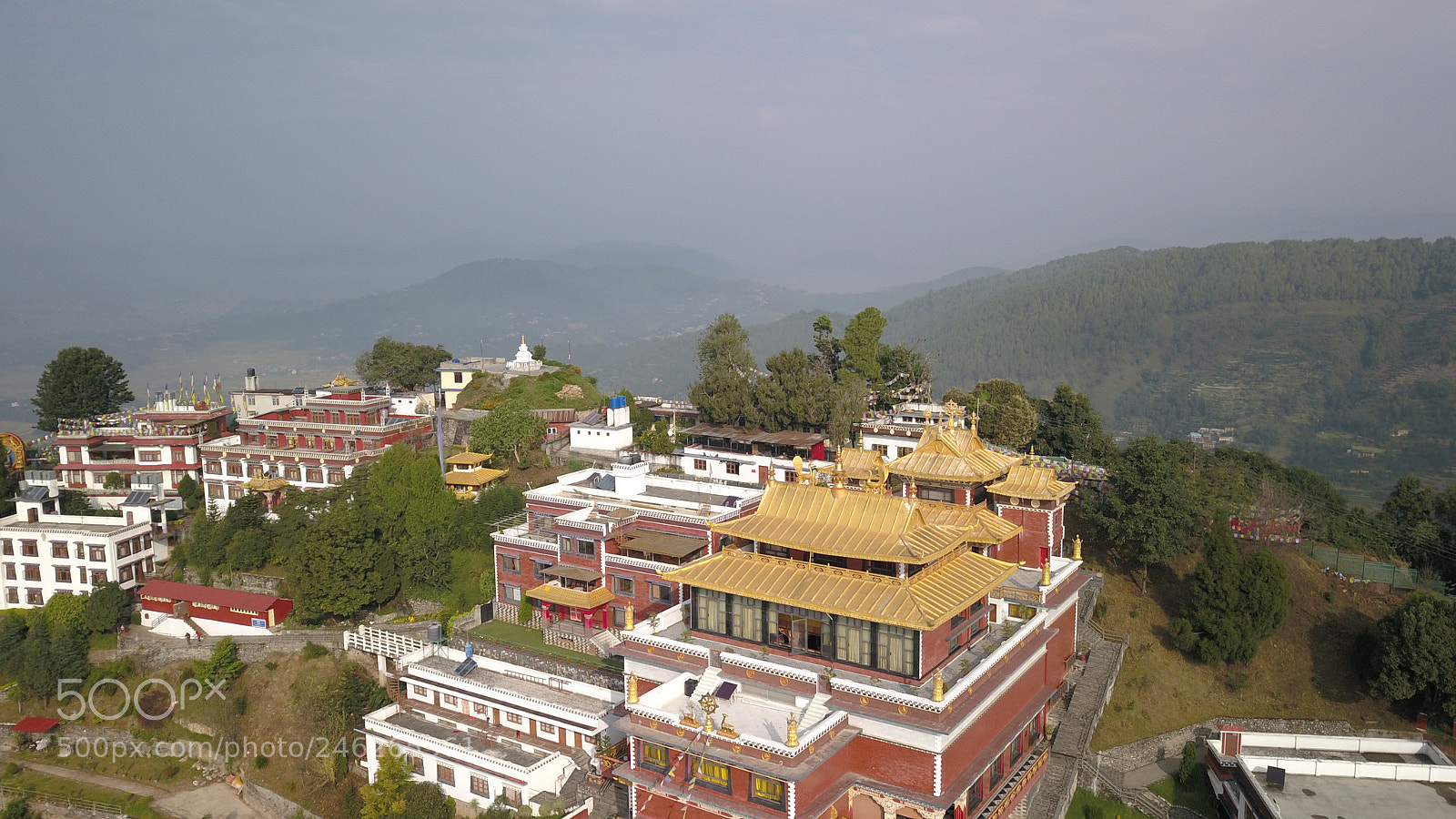 DJI FC220 sample photo. Tibetan monks near monastery photography