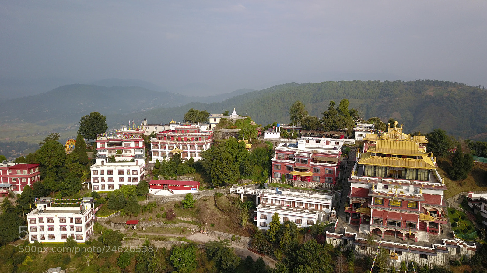 DJI FC220 sample photo. Tibetan monks near monastery photography