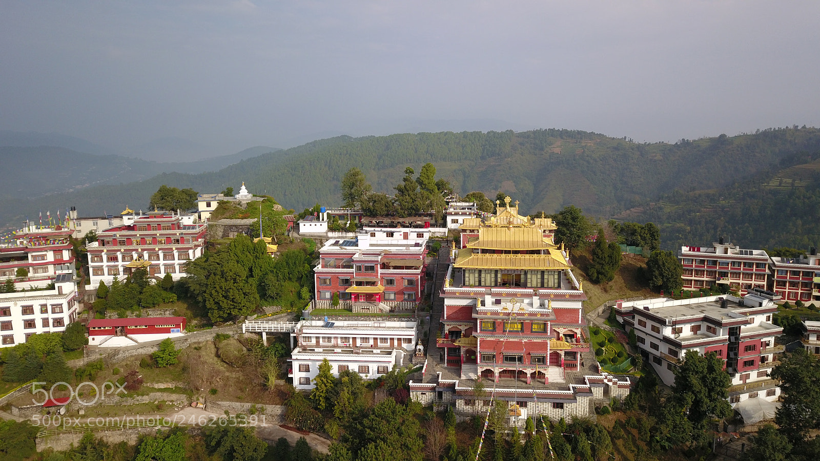 DJI FC220 sample photo. Tibetan monks near monastery photography