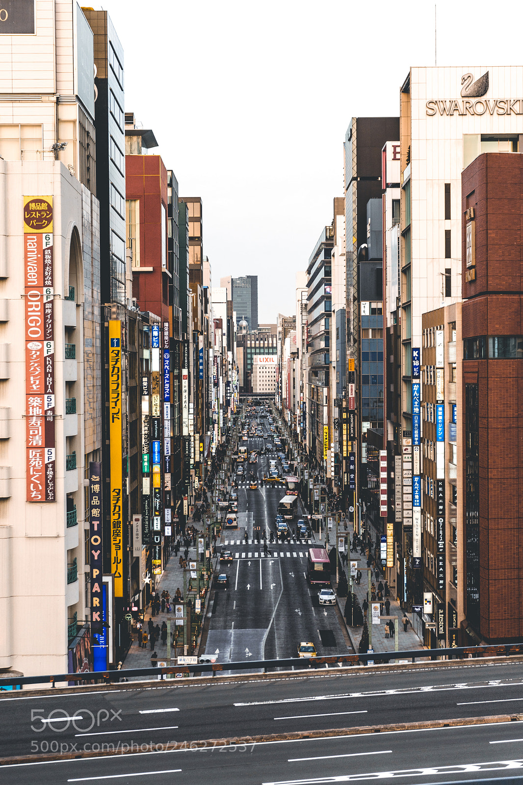 Sony a7 sample photo. Ginza street from above photography