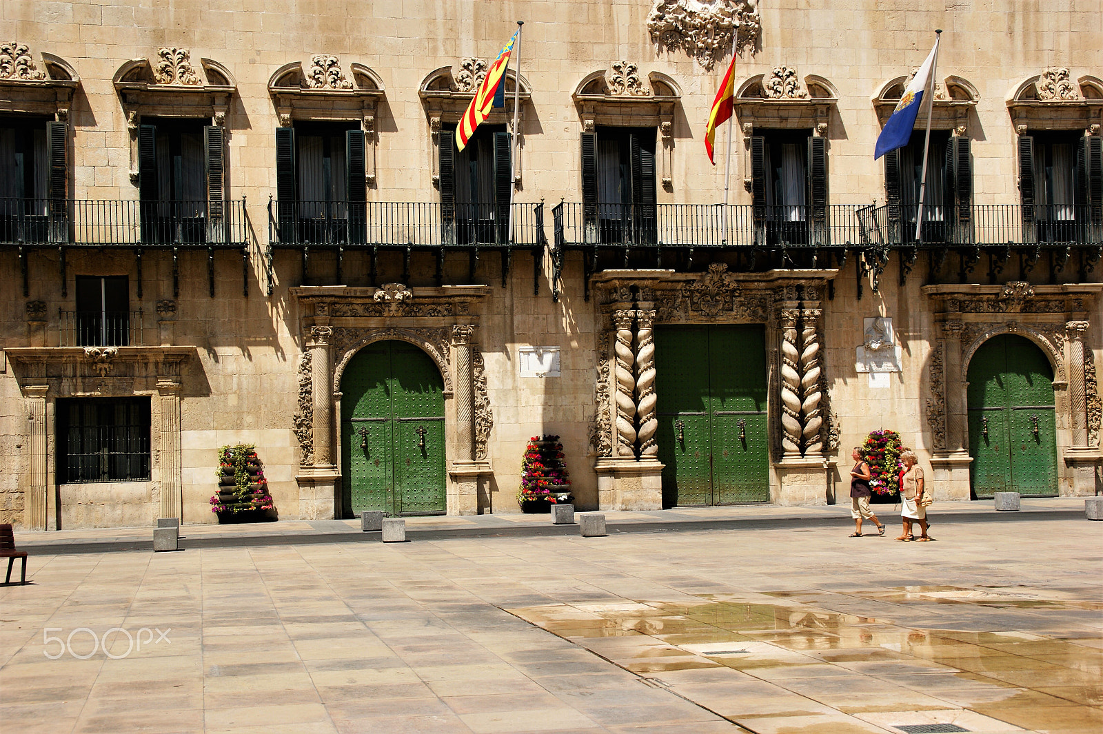 Sony Alpha DSLR-A350 sample photo. High noon walking under the flags ... photography