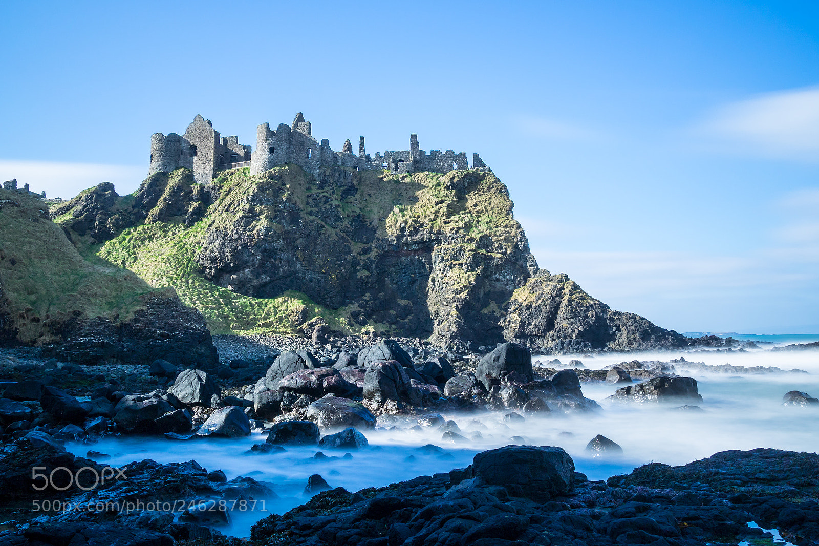 Olympus OM-D E-M1 sample photo. Dunluce castle from the photography