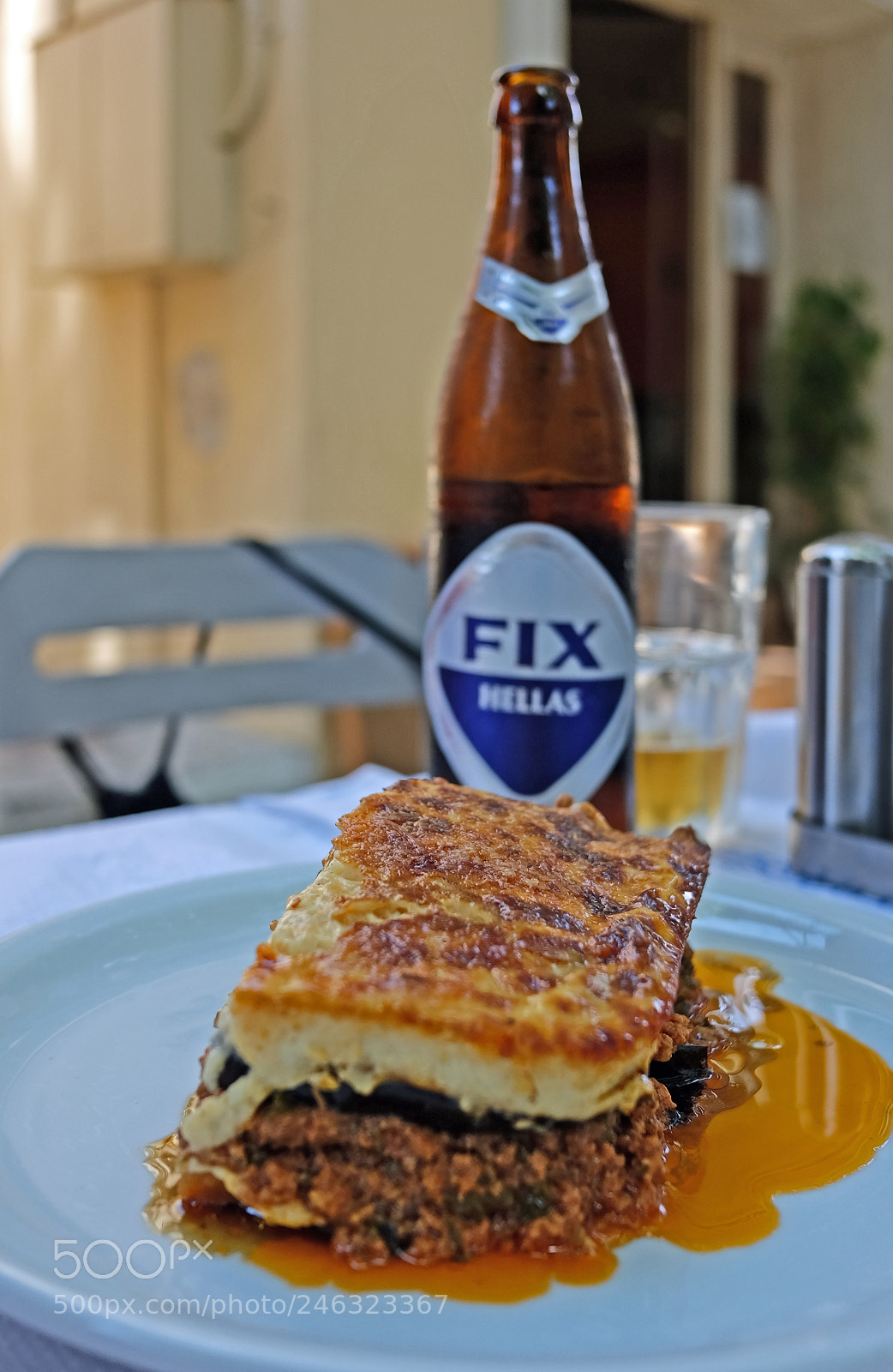 Fujifilm X70 sample photo. Moussaka fix platanos cafe photography