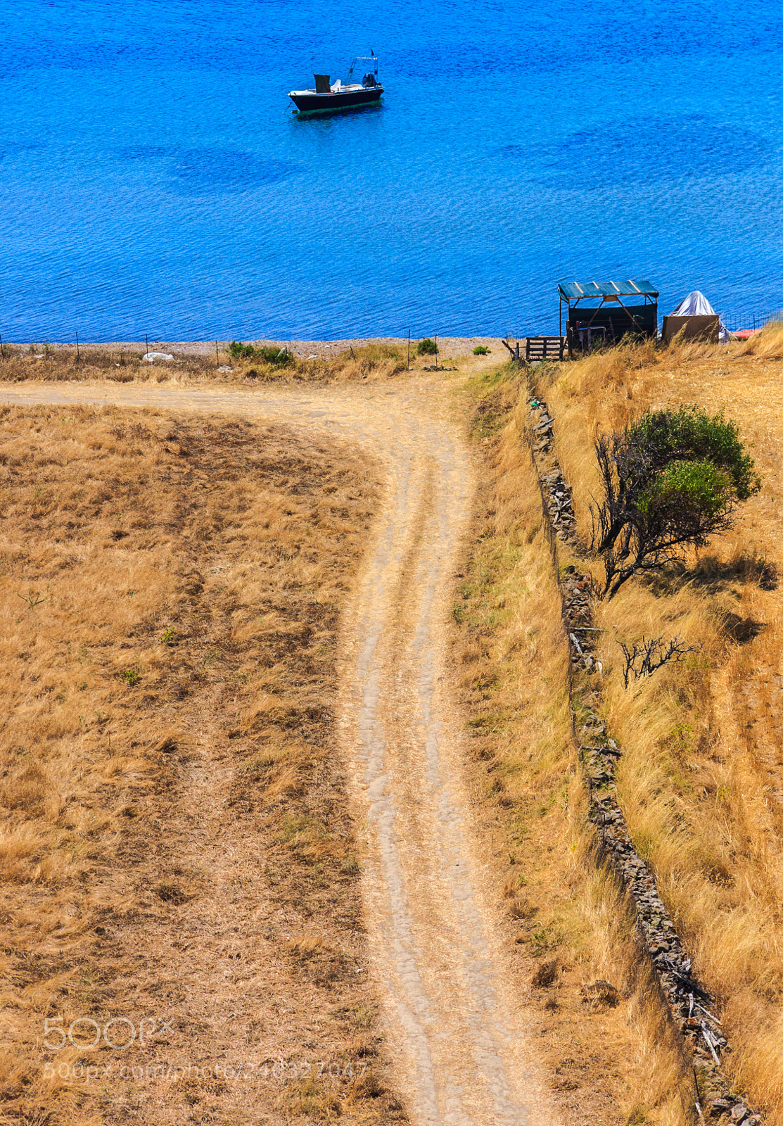 Canon EOS 40D sample photo. Lemnos coastline boat plati photography