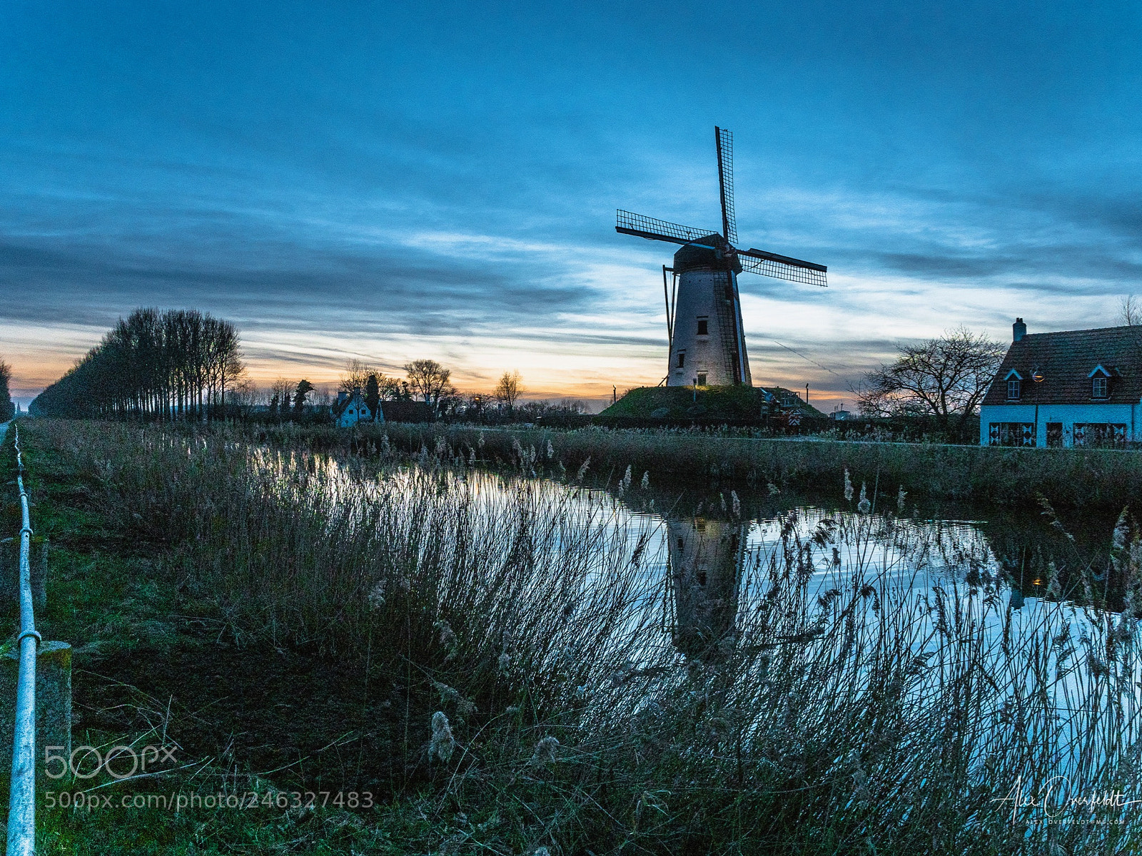 Olympus OM-D E-M1 Mark II sample photo. Damme mill at sunset photography