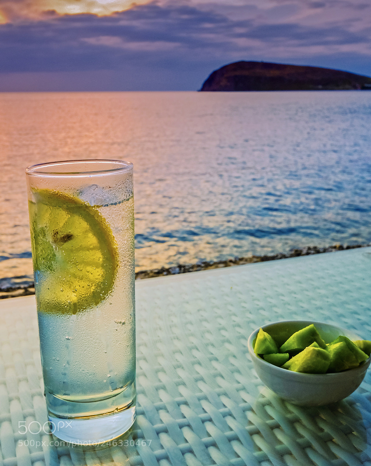 Fujifilm X70 sample photo. Gin tonic at sunset photography
