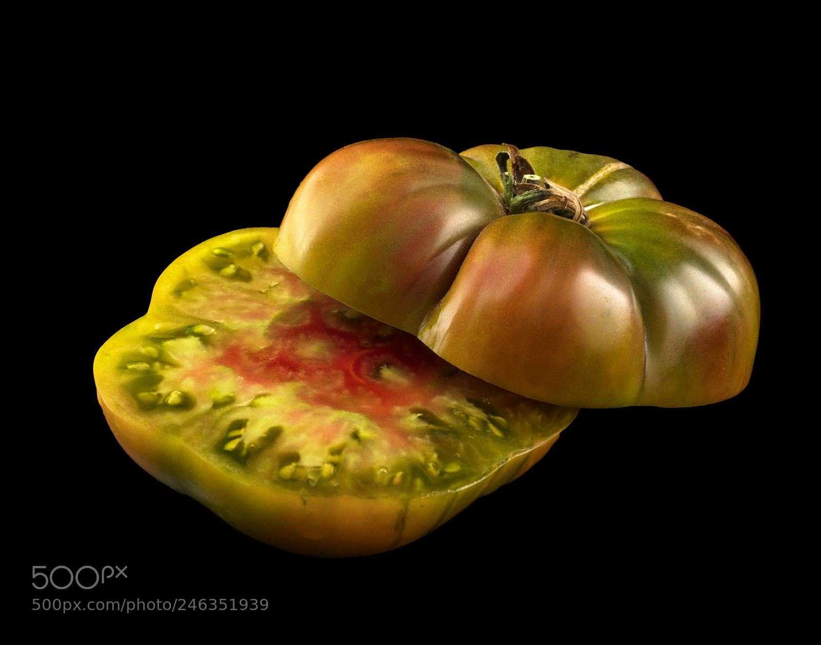 Canon EOS 5DS R sample photo. Heriloom tomato on black photography