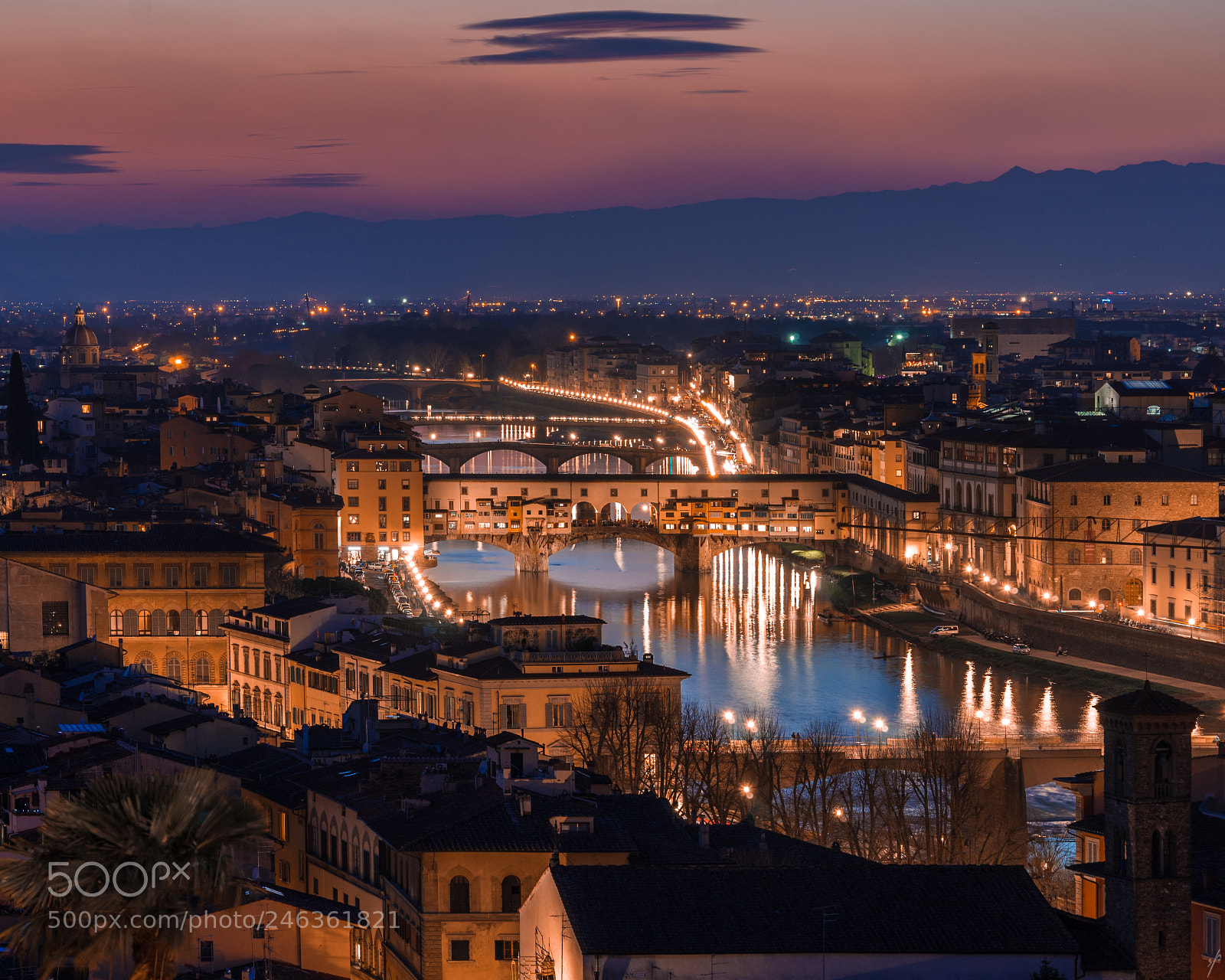 Sony a7 sample photo. Twilight over ponte vecchio photography