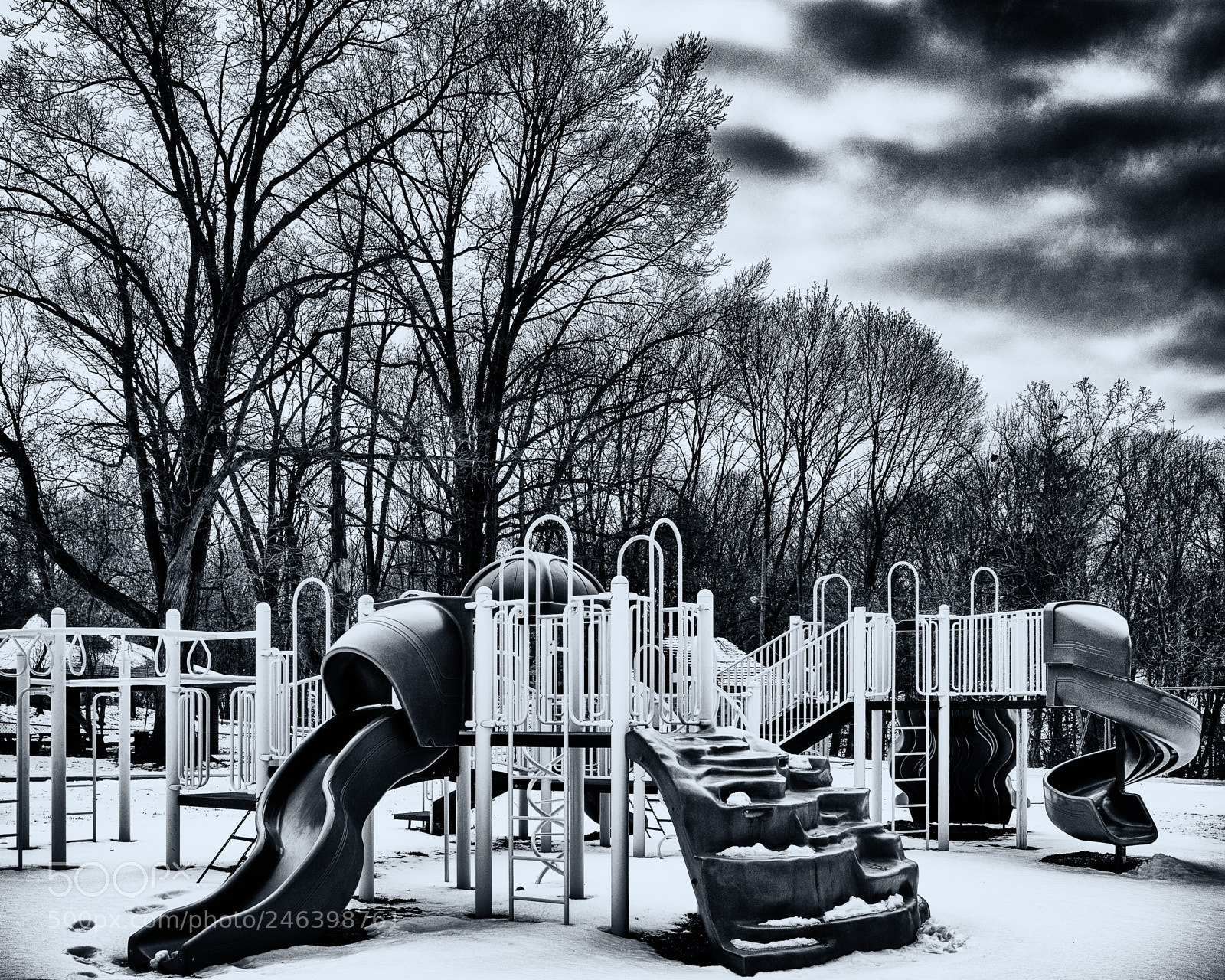 Ricoh GR sample photo. Playground in winter photography