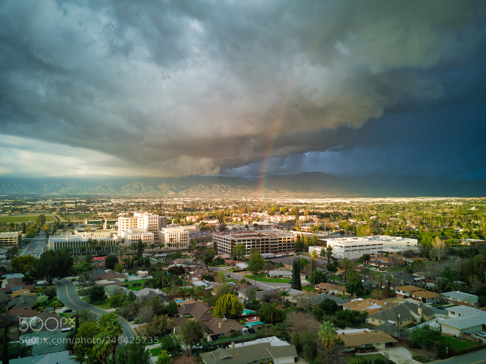DJI FC220 sample photo. Dark vs light + rainbow photography