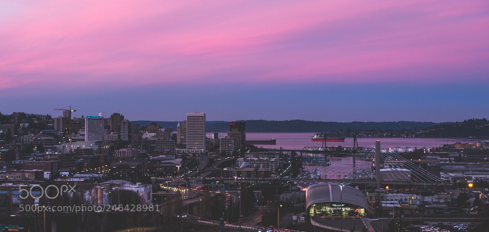 Pentax K-1 sample photo. Pink over tacoma photography