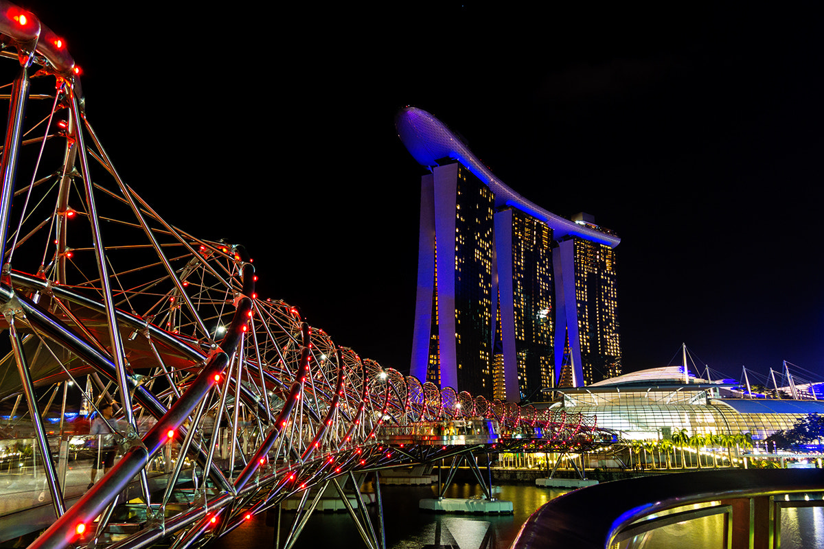 Nikon 1 AW1 sample photo. Marina bay sands hotel photography
