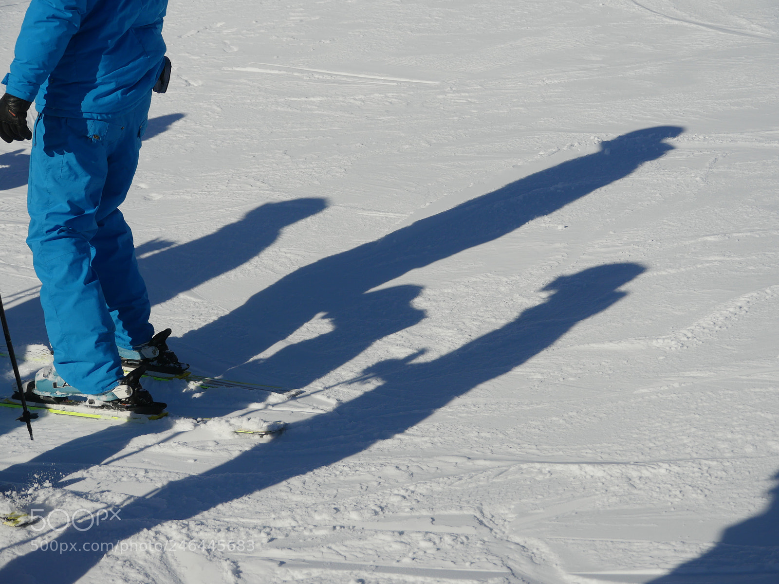 Panasonic Lumix DMC-GH4 sample photo. Skiers shadows on snow photography