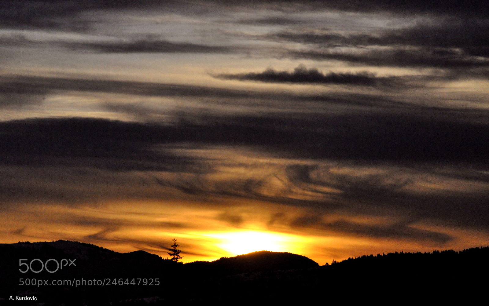 Nikon D90 sample photo. Sunset behind mountain photography
