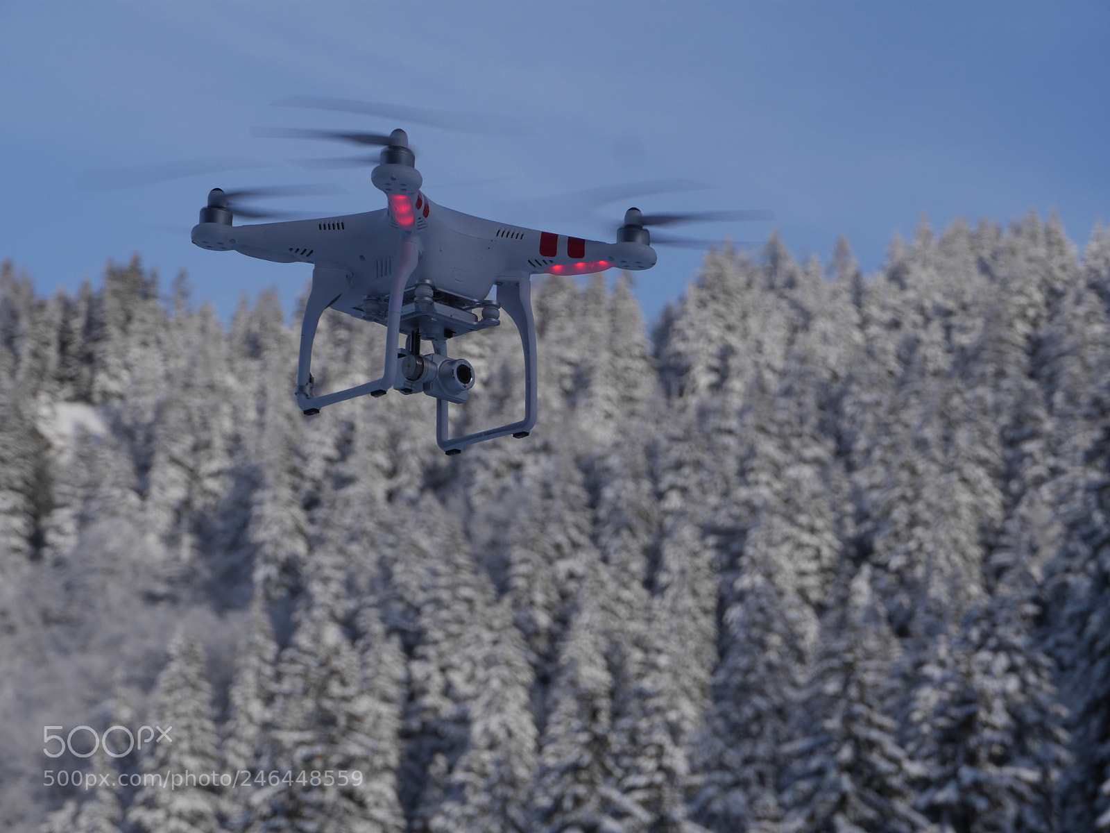 Panasonic Lumix DMC-GH3 sample photo. Drone flying in winter photography