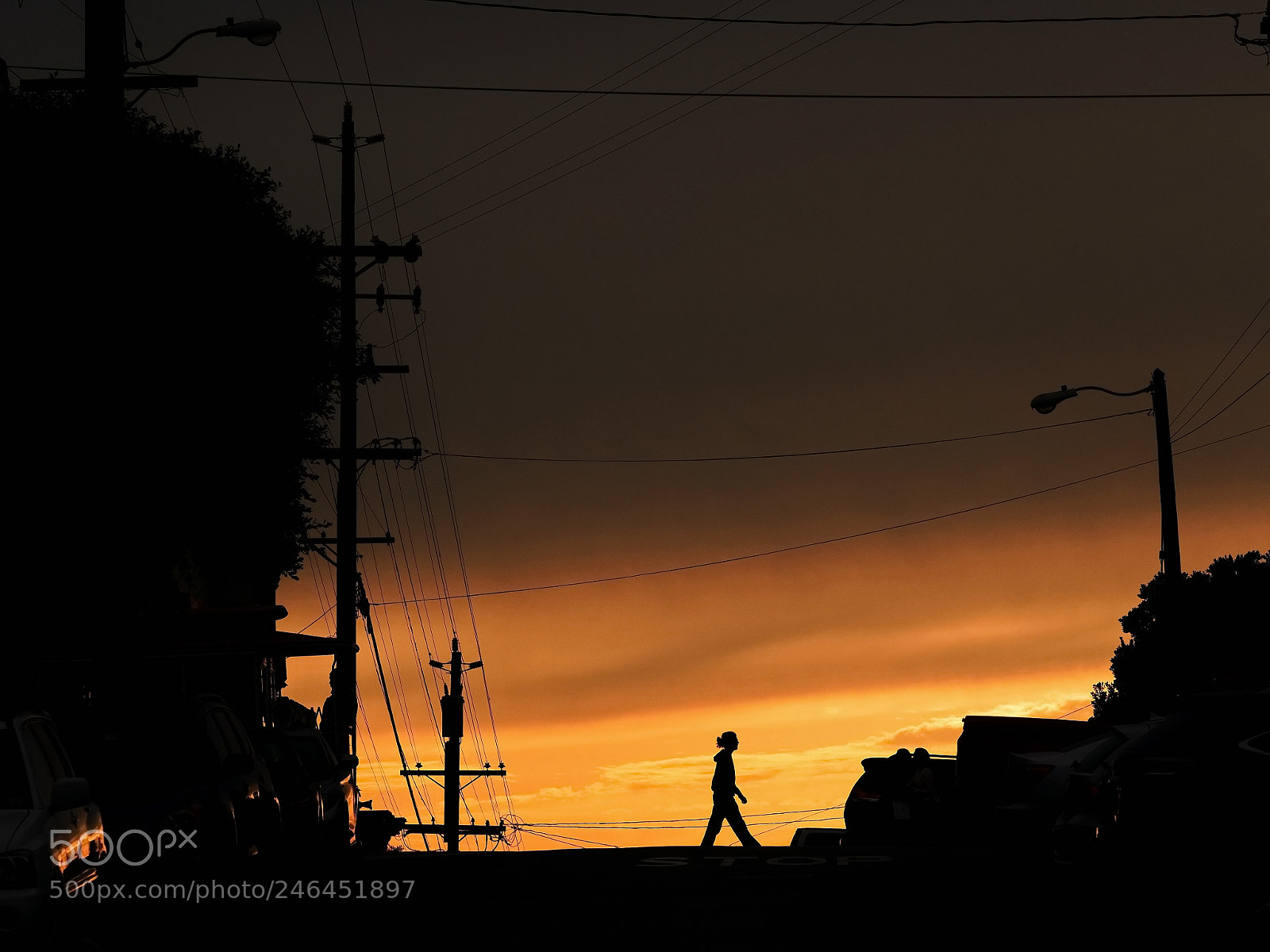 Panasonic Lumix DMC-GH4 sample photo. Silhouette walking along road photography