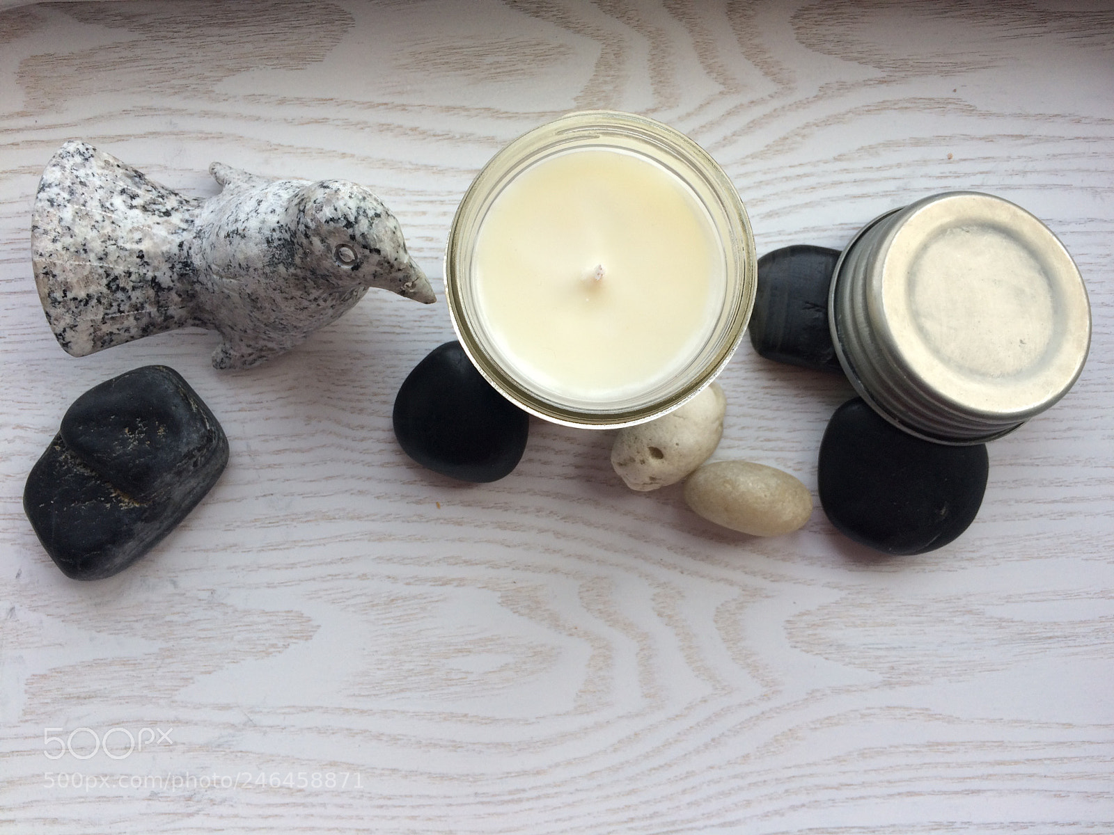 Apple iPhone 5s sample photo. Candle and stones flatlay photography