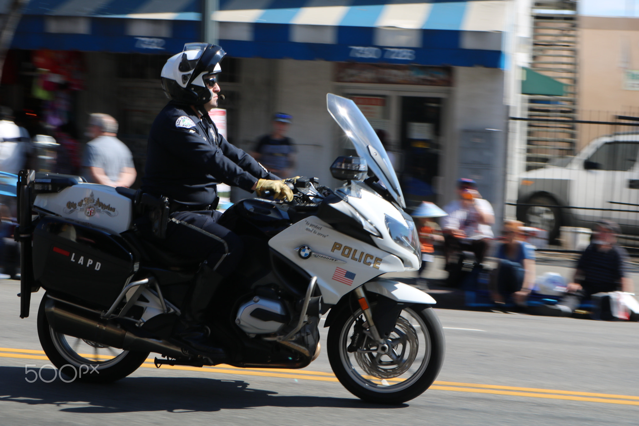 Motorcycle Cop in Chinatown before the parade