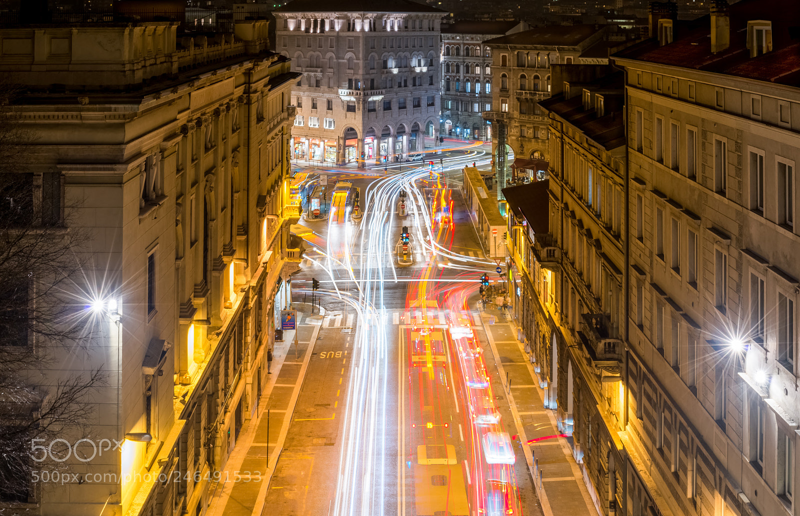 Nikon D800 sample photo. Trieste car trails photography