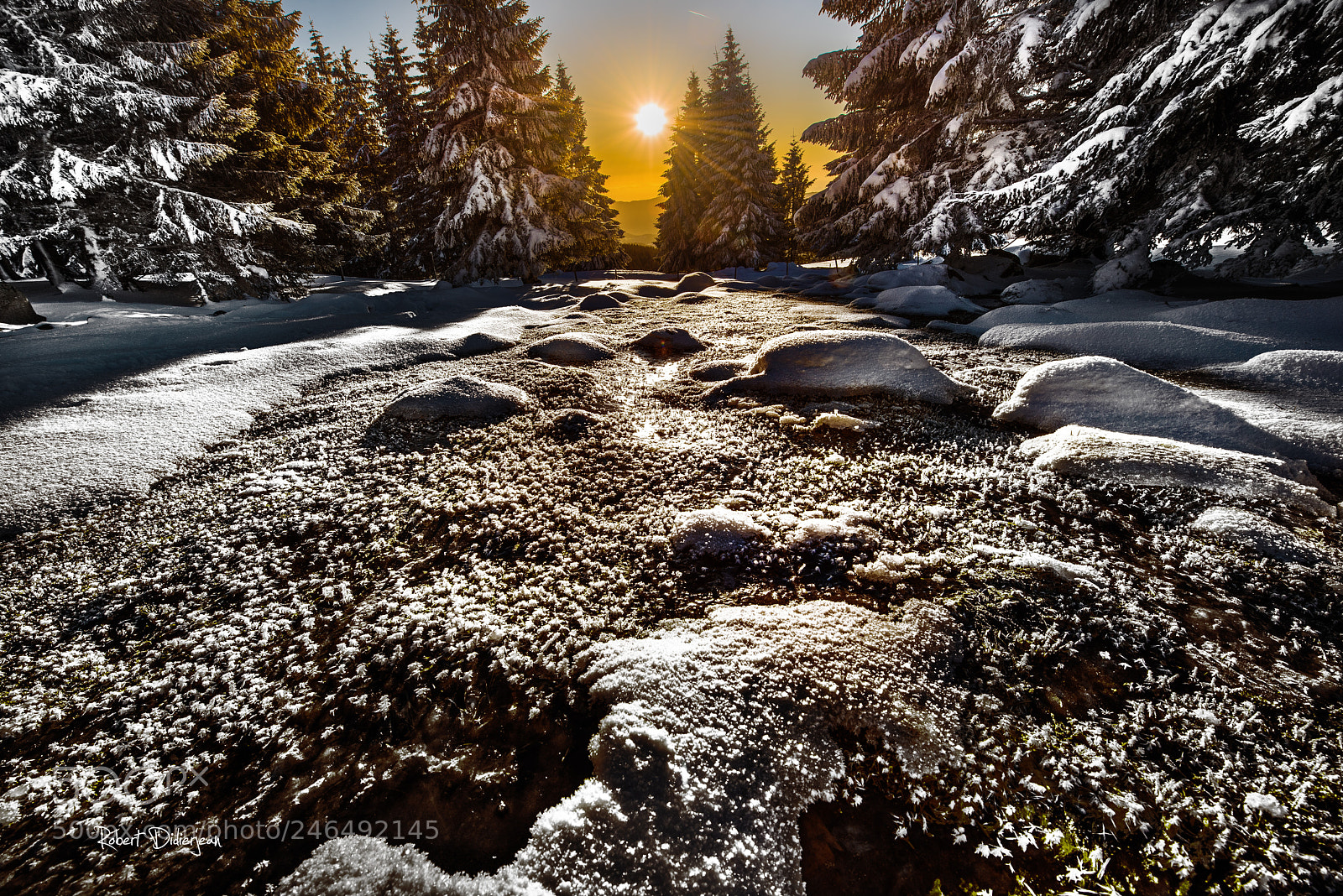 Nikon D810 sample photo. Frozen river at sunrise photography
