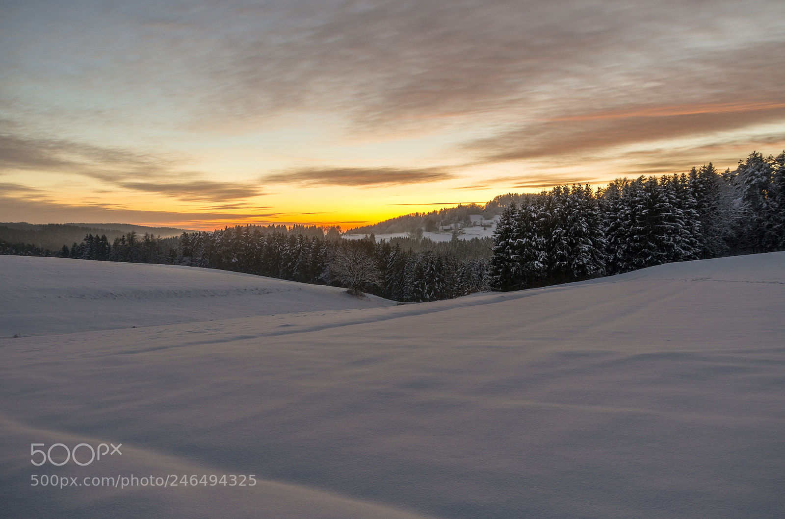 Pentax K-5 sample photo. Sunset in winter landscape photography