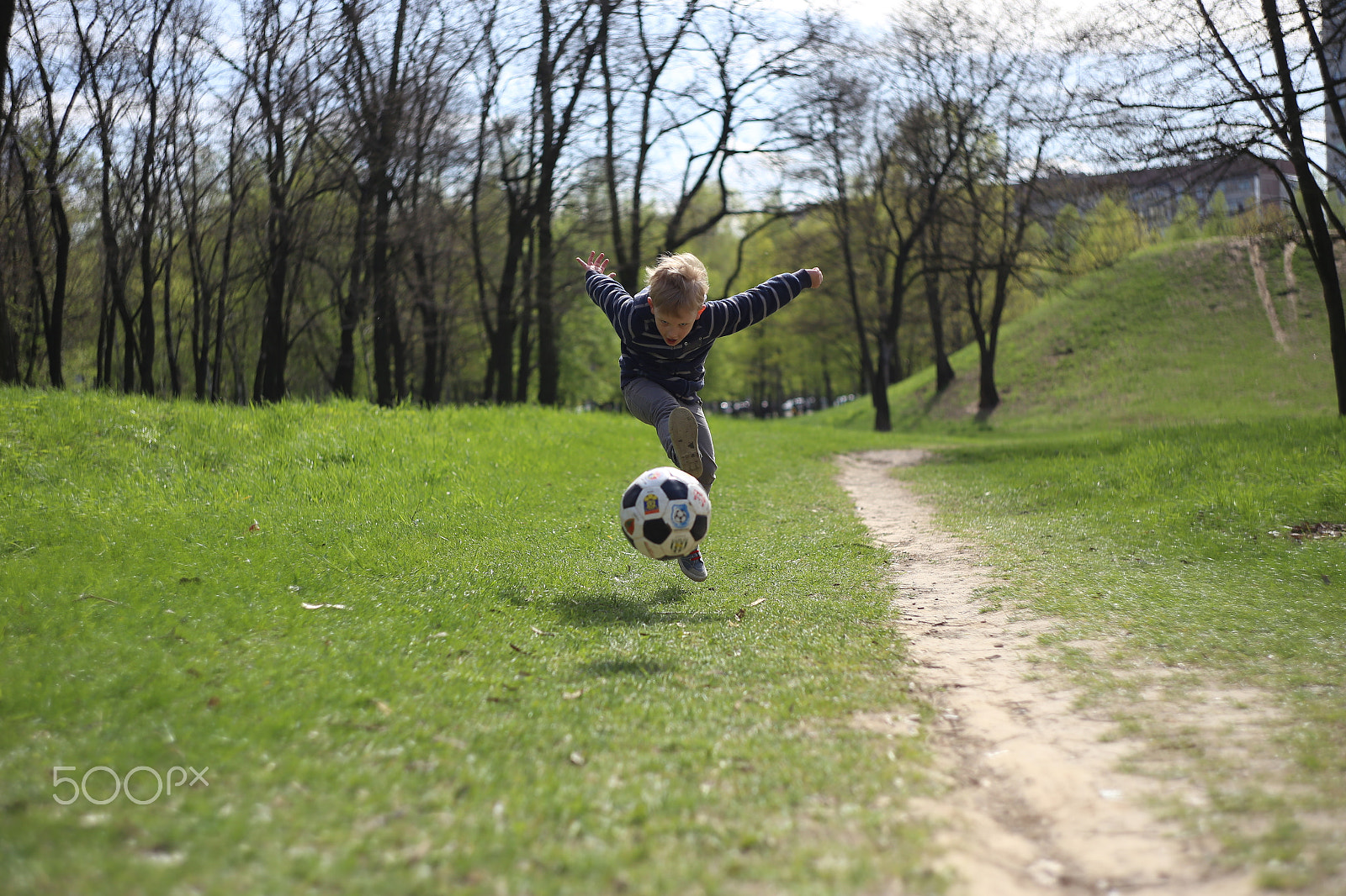 Canon EOS 6D + Canon EF 35-80mm f/4-5.6 sample photo. Football boy ball kick game park jump game photography