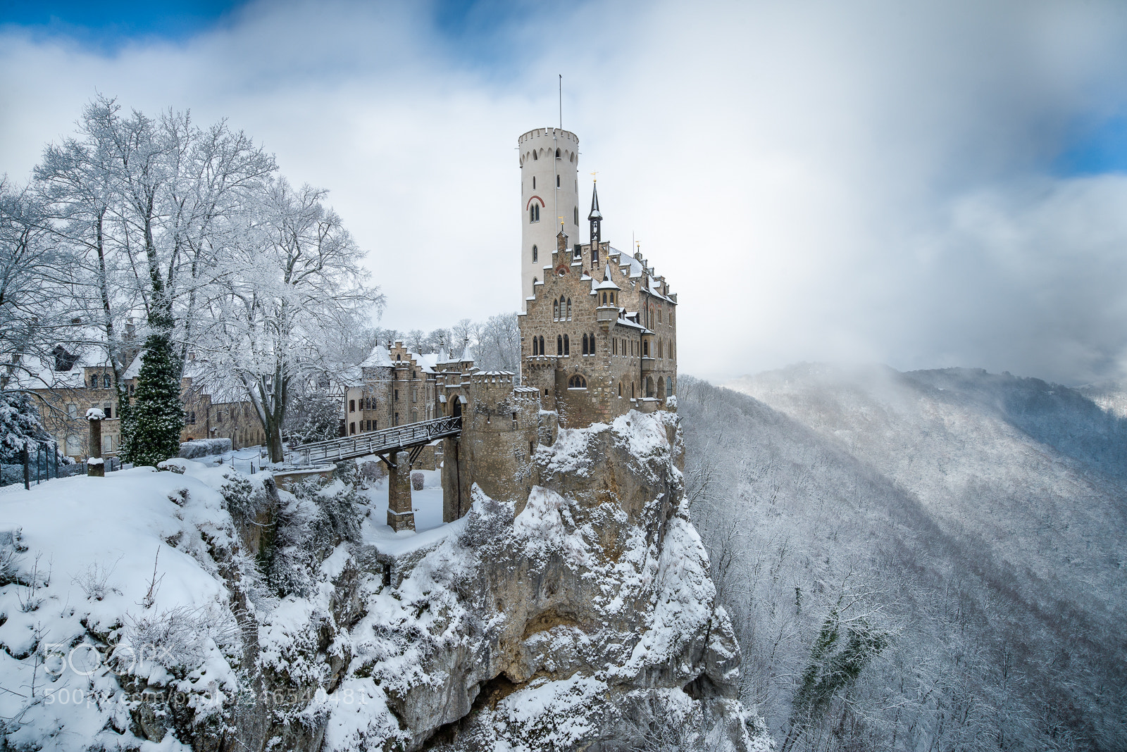 Nikon D610 sample photo. Snowy lichtenstein castle photography