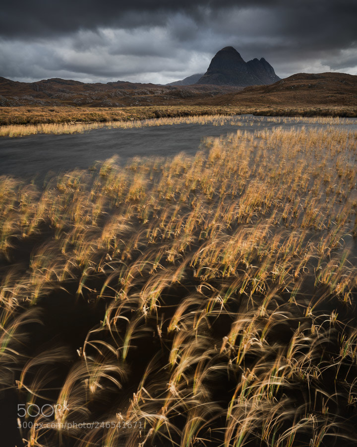 Sony a7R II sample photo. Suilven, black and gold photography