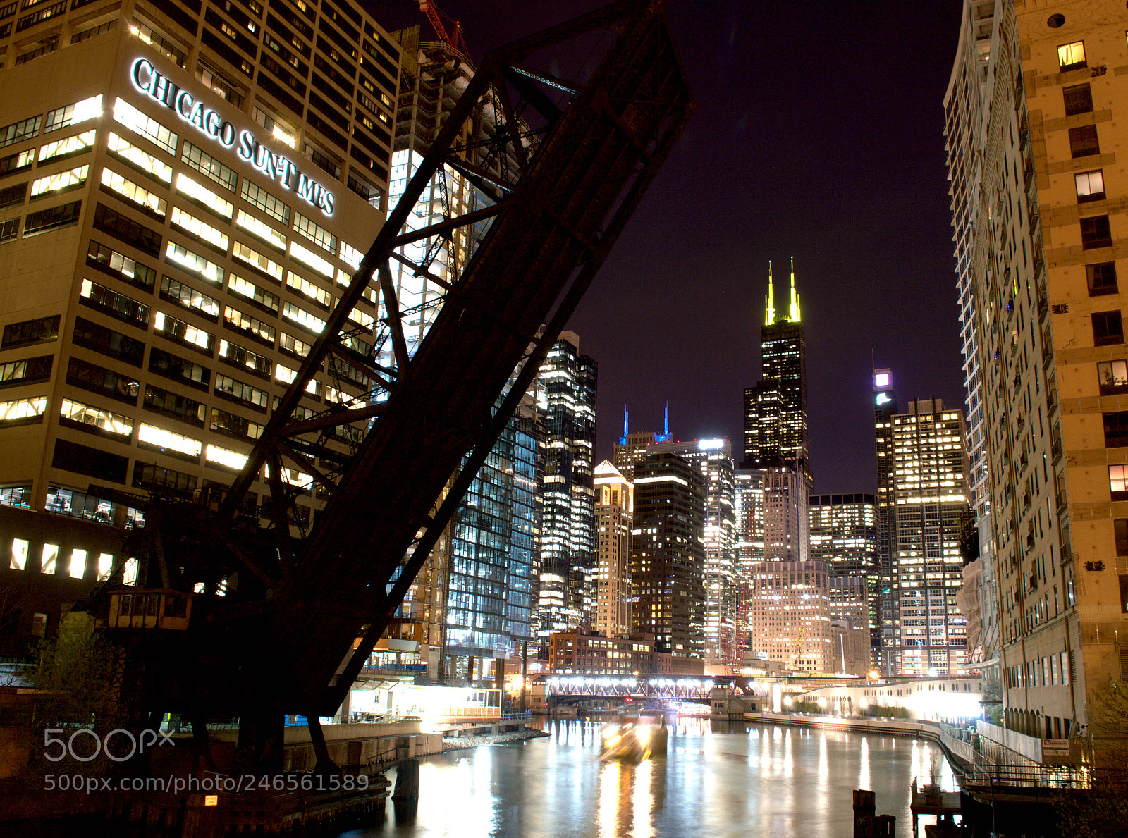 Nikon D3200 sample photo. Chicago river at night photography