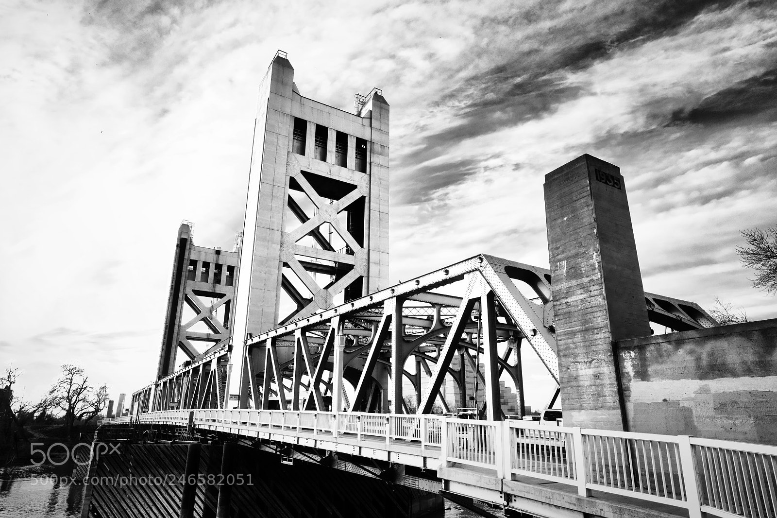 Sony a7 II sample photo. Sony 3658 bridge clouds bw photography