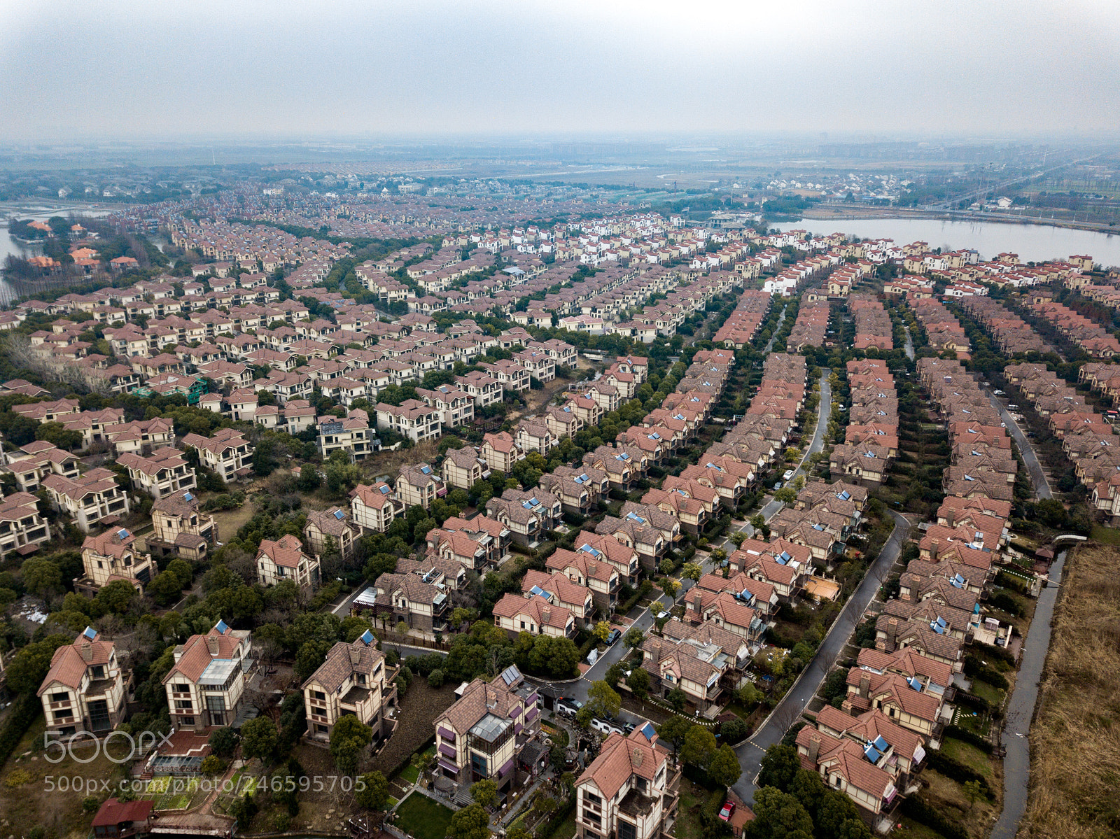 DJI FC220 sample photo. Dianshan lake houses photography