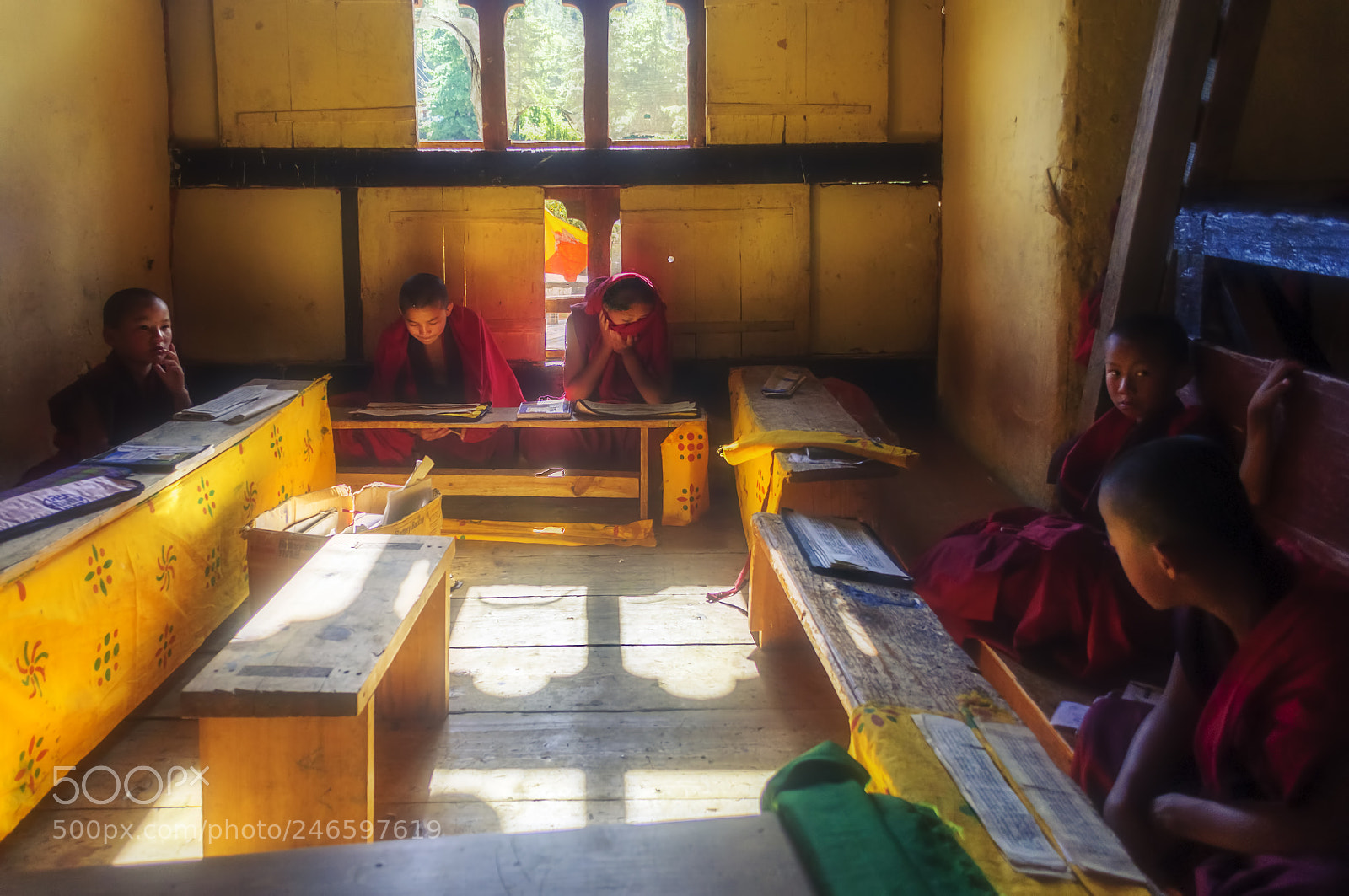 Nikon D90 sample photo. Bhutanese students studying religious photography