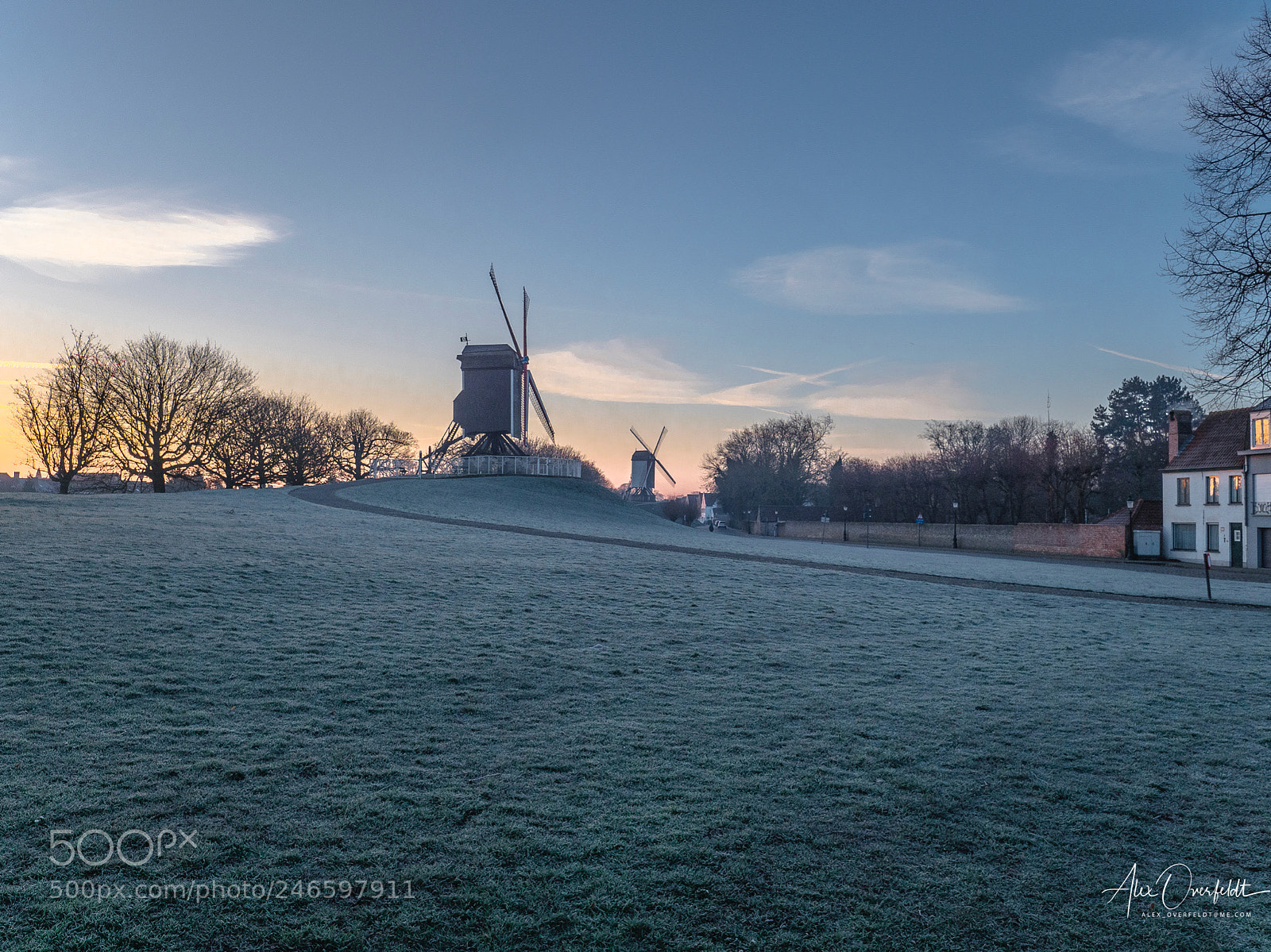 Olympus OM-D E-M1 Mark II sample photo. Bruges mills at sunrise photography