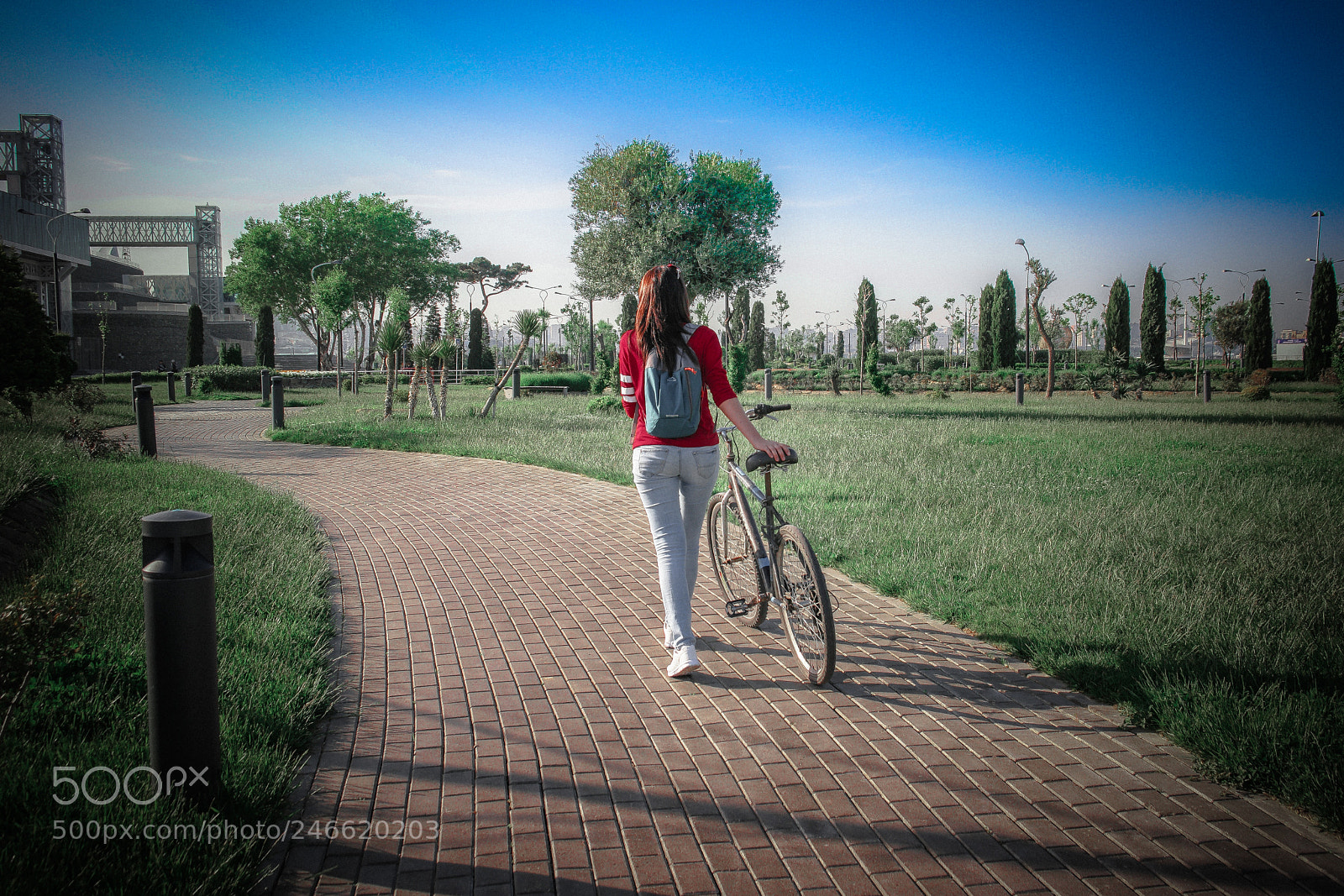 Samsung NX500 sample photo. Girl with bicycle photography