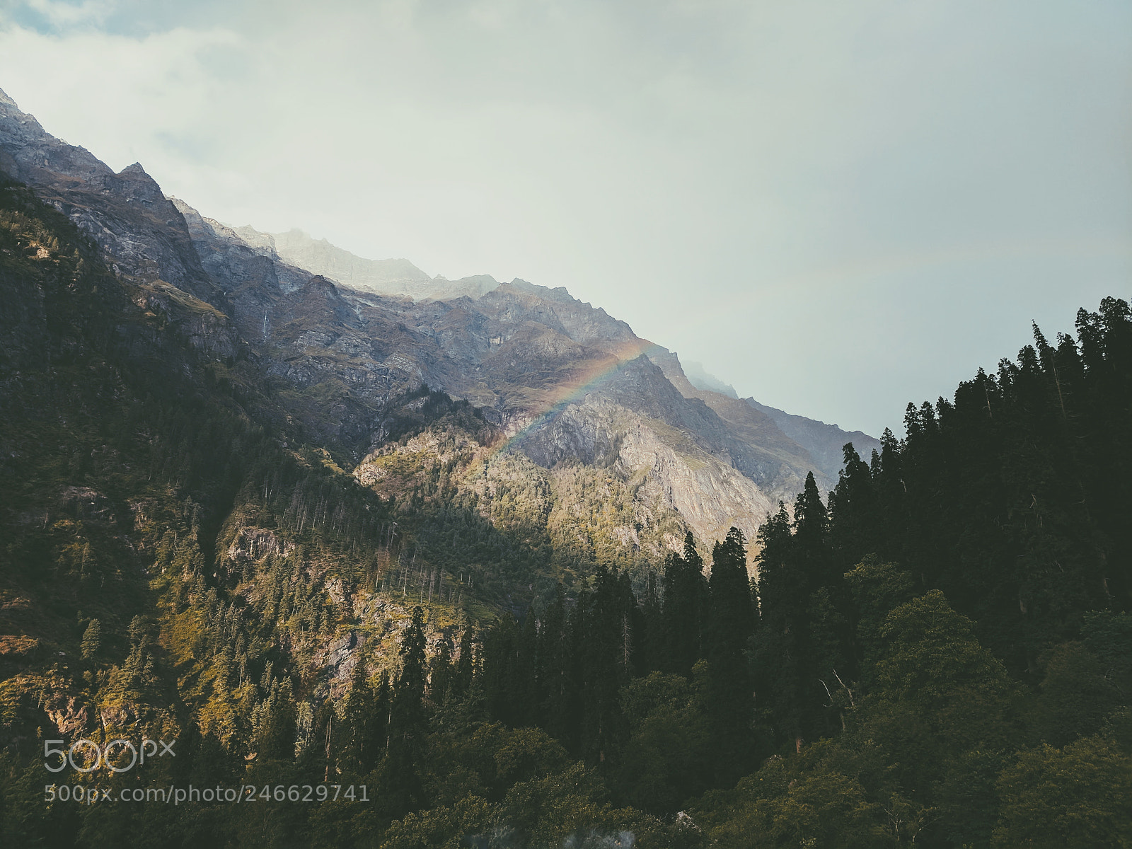 Google Pixel sample photo. Mountains and rainbow photography