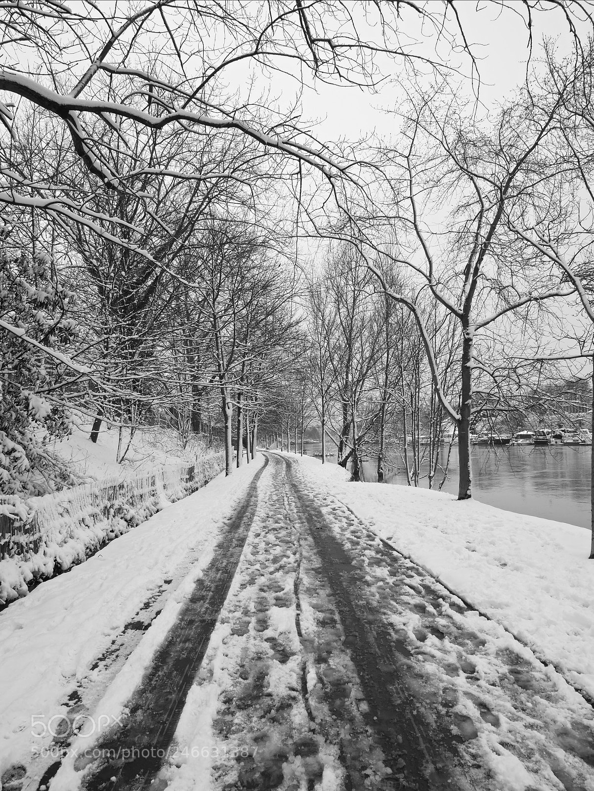 Panasonic Lumix DMC-GX85 (Lumix DMC-GX80 / Lumix DMC-GX7 Mark II) sample photo. Steps in the snow photography