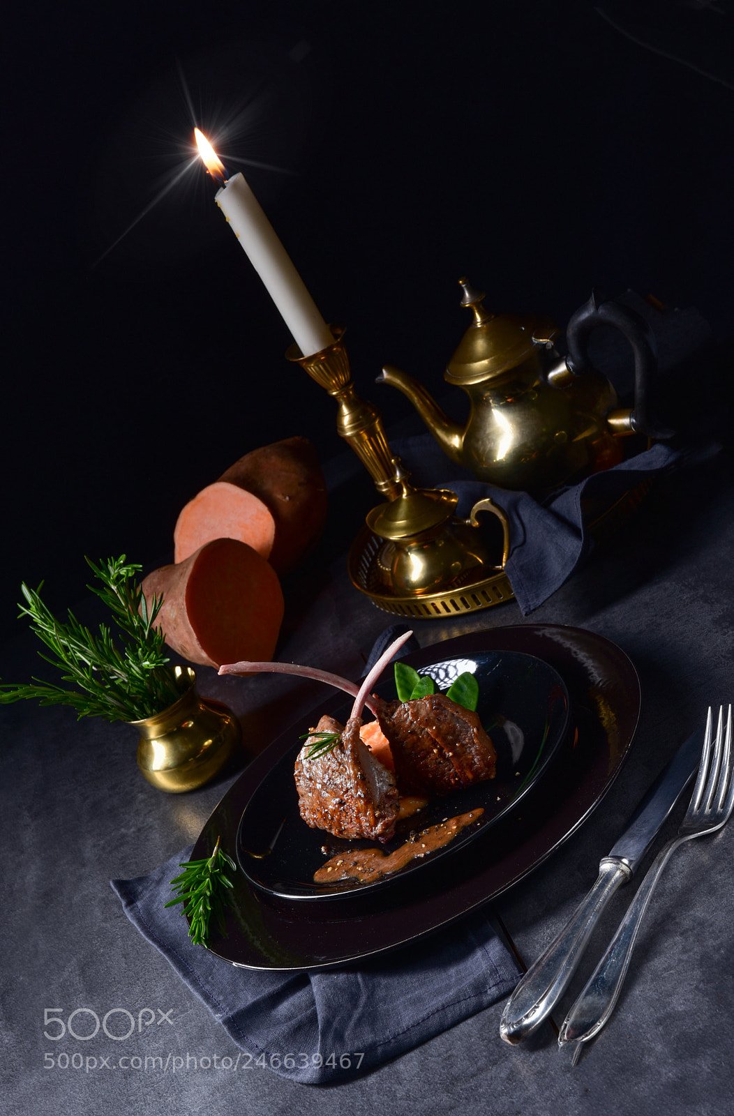 Nikon D810 sample photo. Lamb steaks with rosemary photography