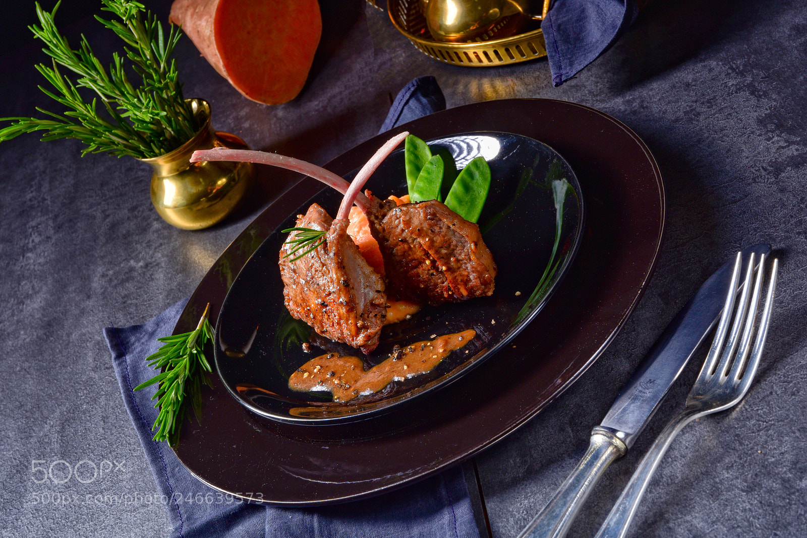 Nikon D810 sample photo. Lamb steaks with rosemary photography