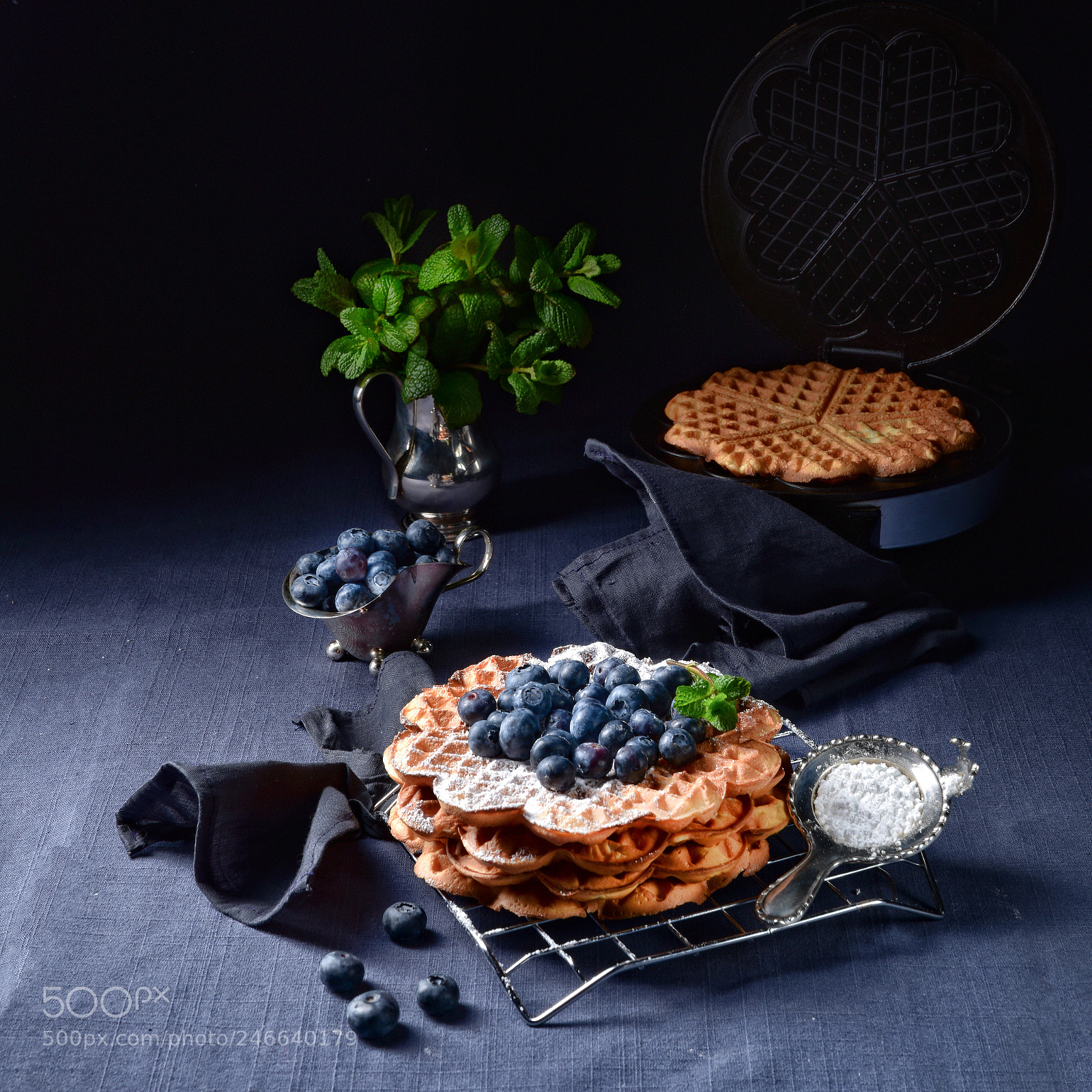 Nikon D810 sample photo. Waffles with blueberries photography