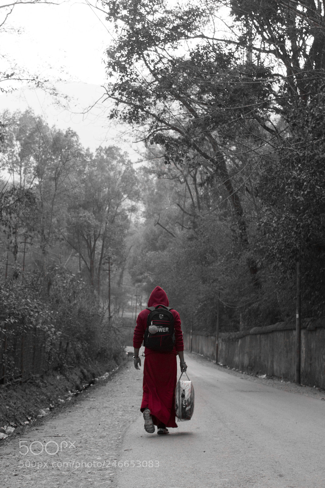 Canon EOS 1300D (EOS Rebel T6 / EOS Kiss X80) sample photo. A monk walks down photography