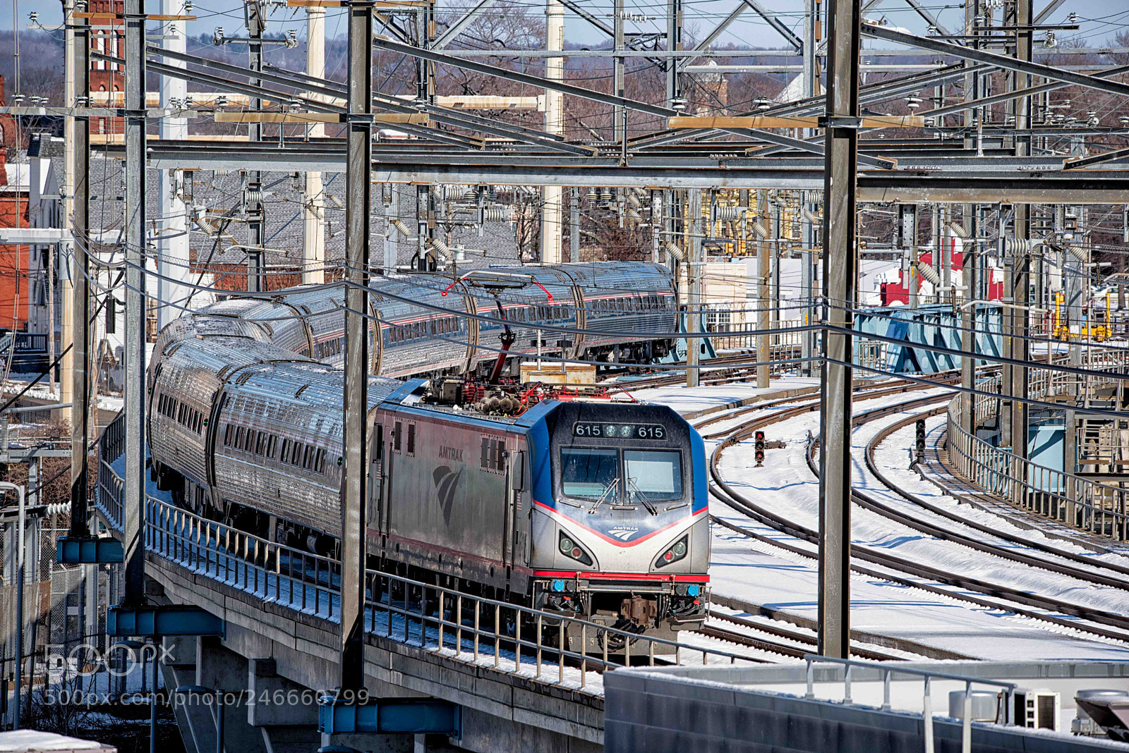 Nikon D810 sample photo. Amtrak train on curve photography