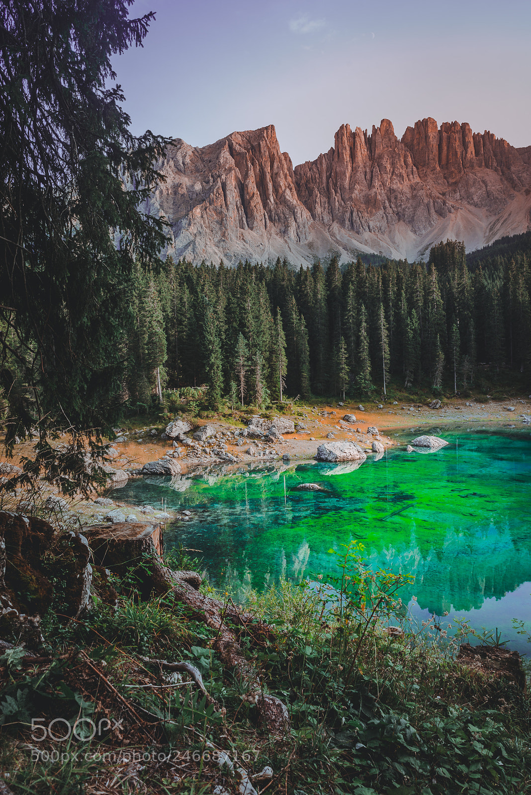 Sony a7R sample photo. Sunset karersee, dolomite photography