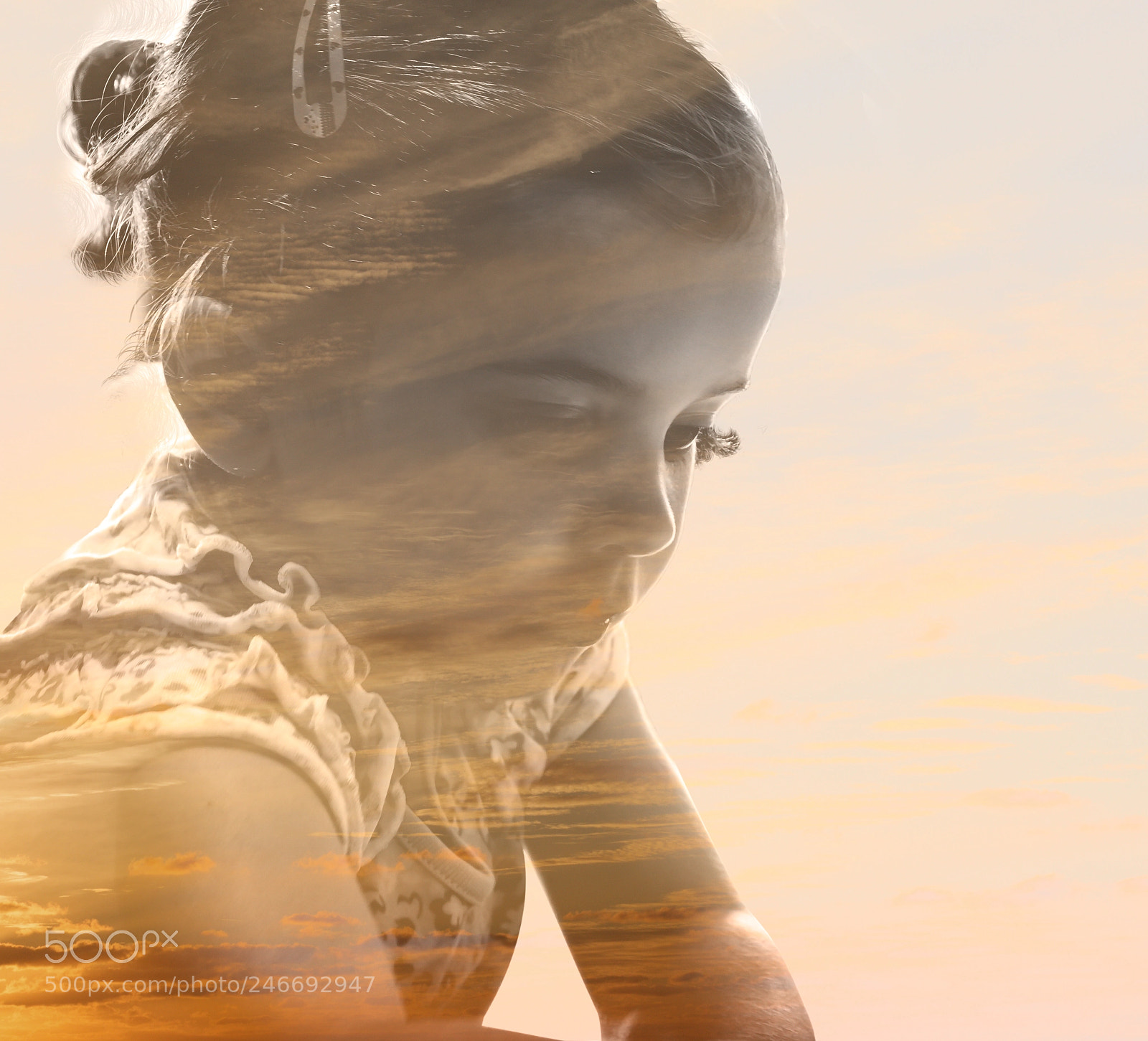 Canon EOS 7D sample photo. Girl & sky double exposure photography