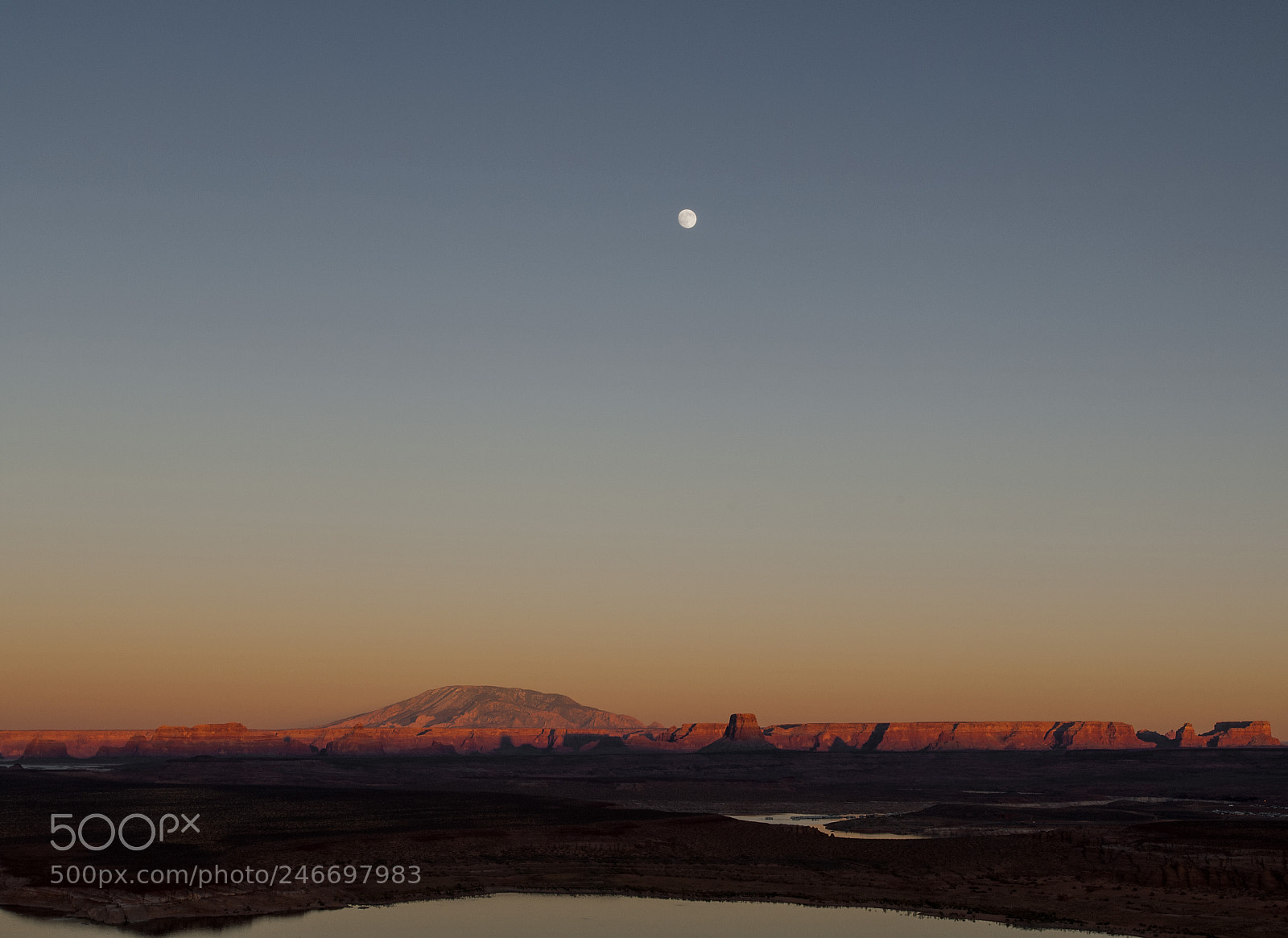 Nikon D2X sample photo. Moon over lake powell photography