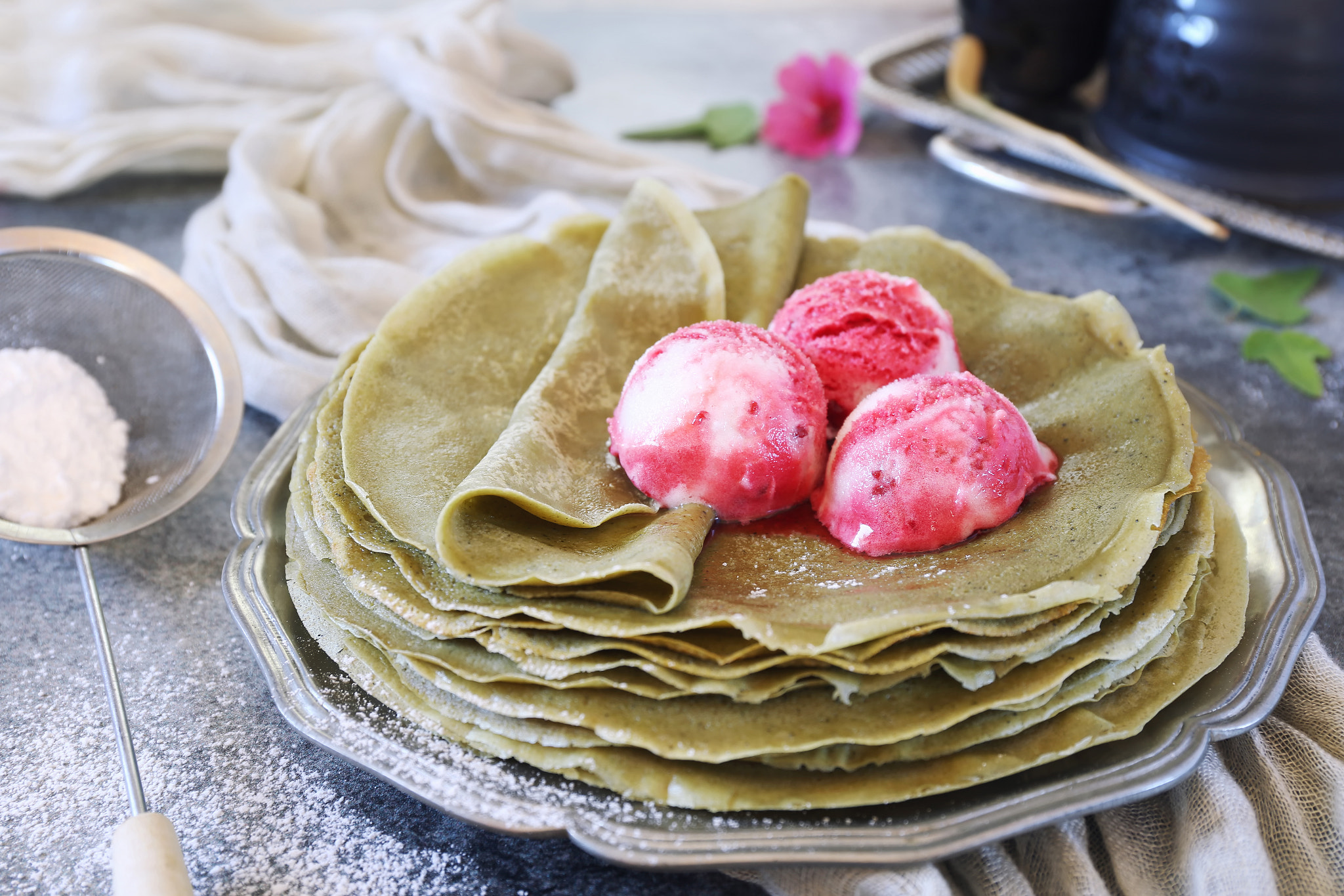 Matcha green tea pancakes