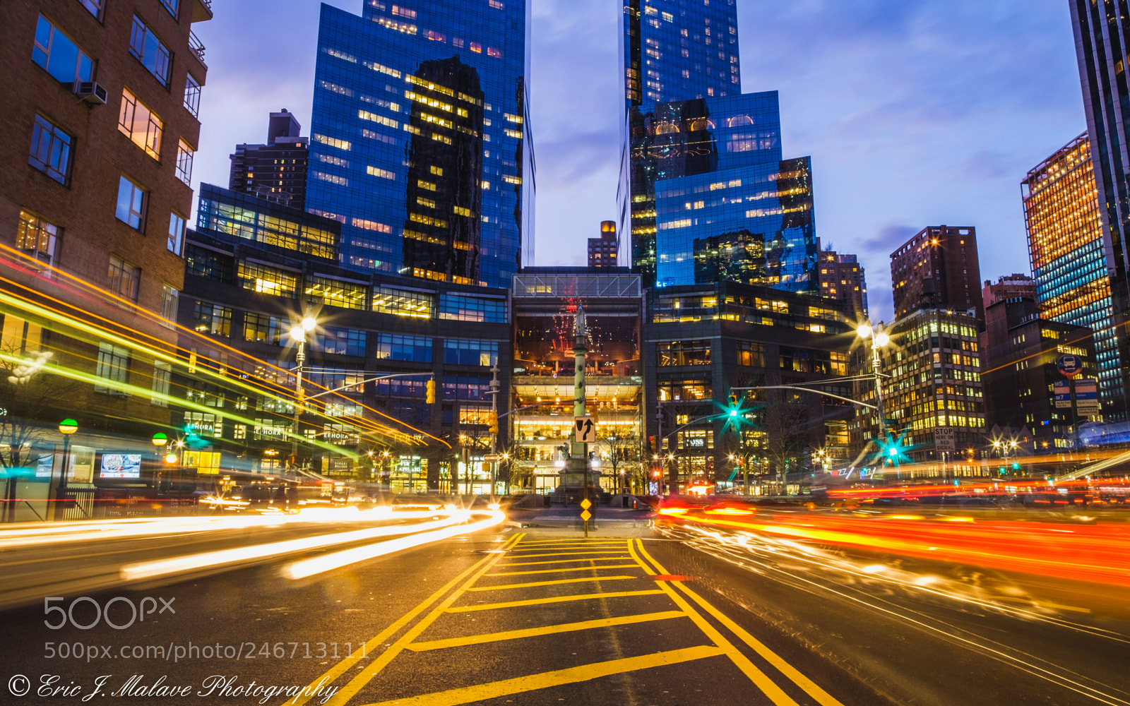 Fujifilm X-T10 sample photo. Columbus circle twilight photography